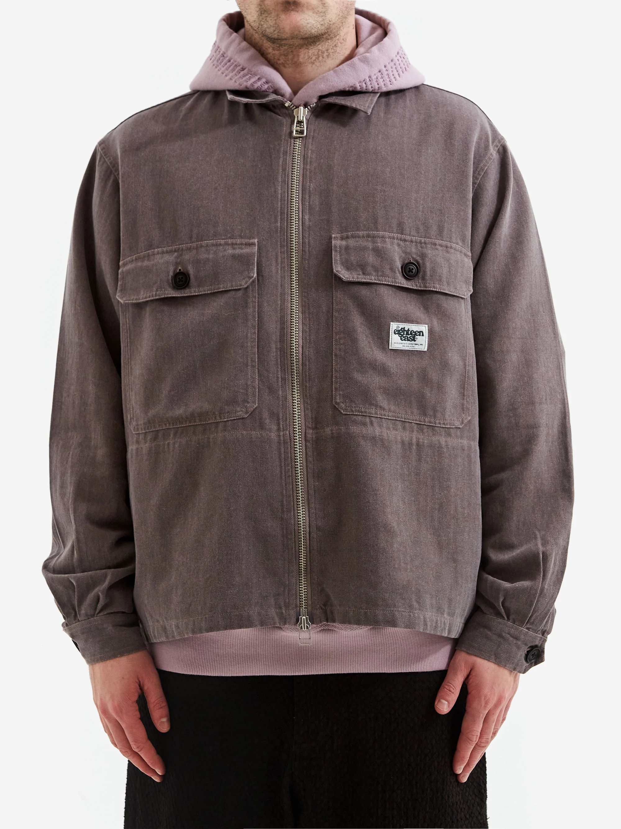 18 East x Goodhood Full Zip Caleb Shirt - Mauve - Image 3