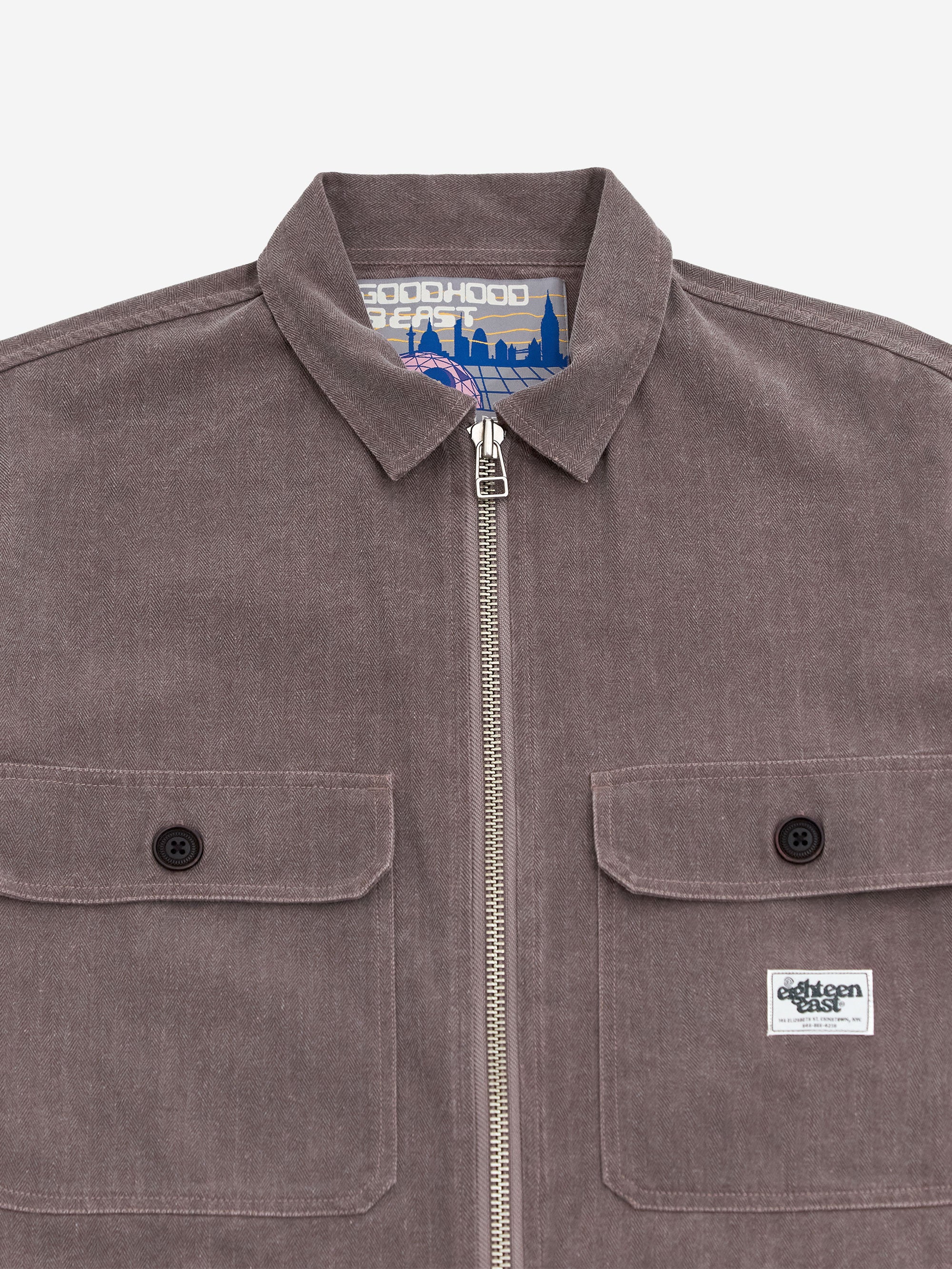18 East x Goodhood Full Zip Caleb Shirt - Mauve - Image 4