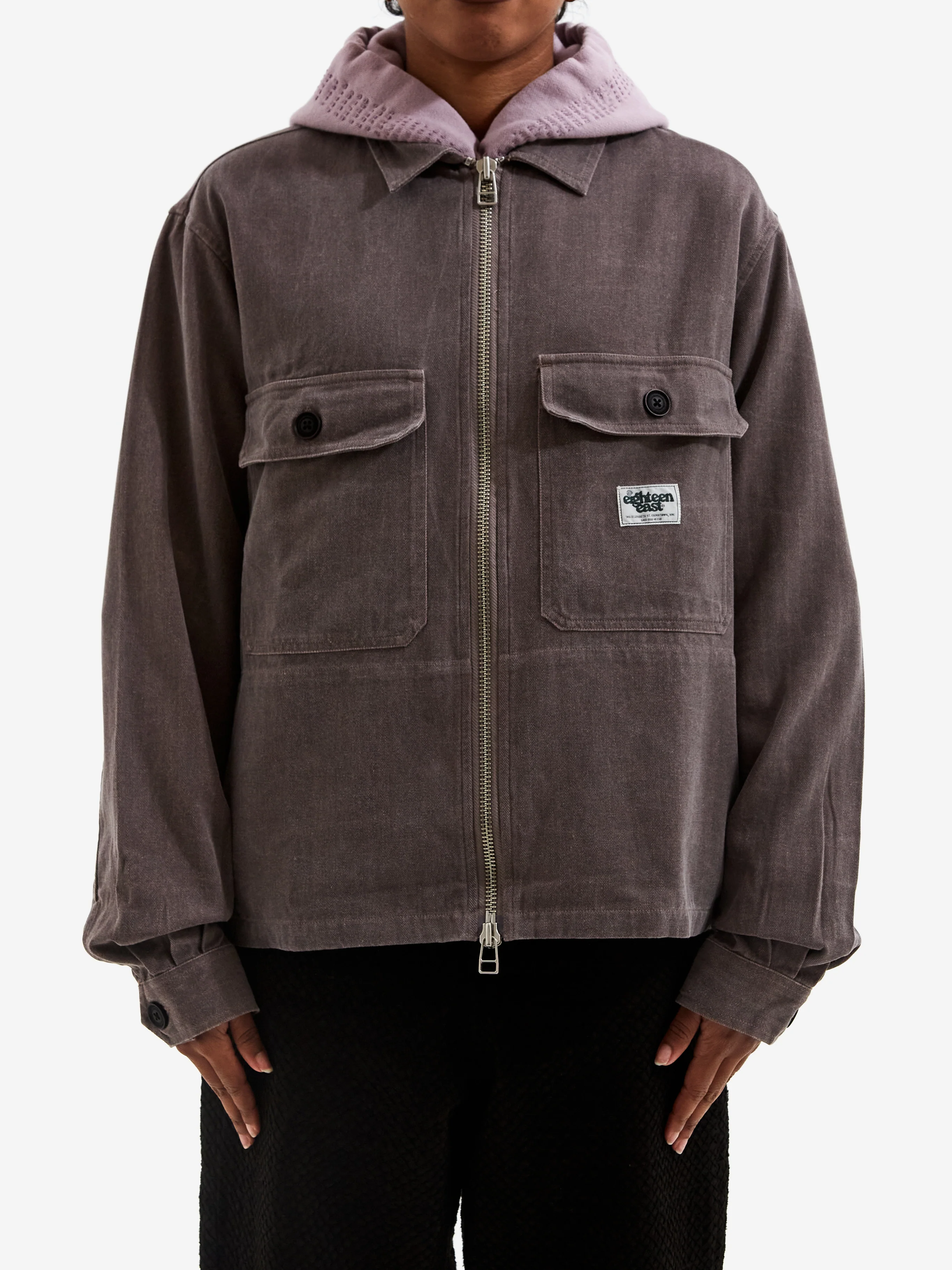 18 East x Goodhood Full Zip Caleb Shirt - Mauve - Image 9