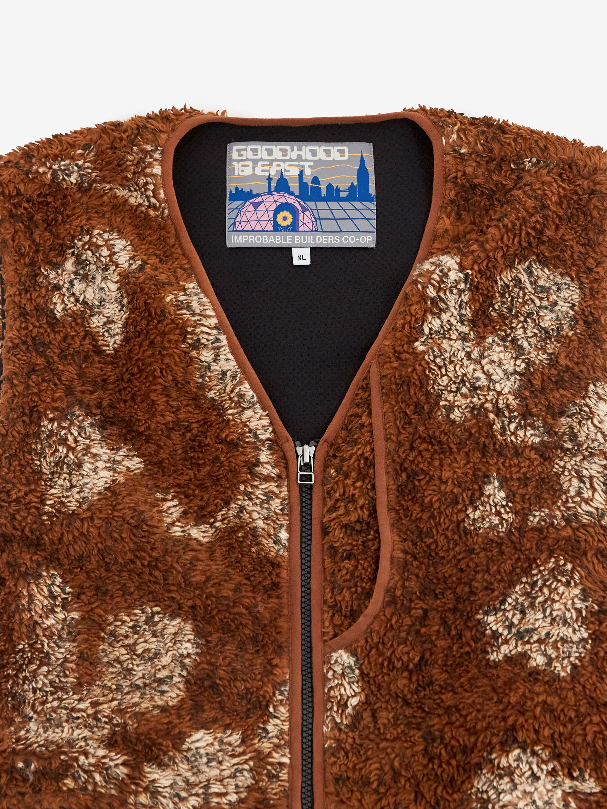18 East x Goodhood V-neck Liner Fleece Vest – Leopard - Image 4