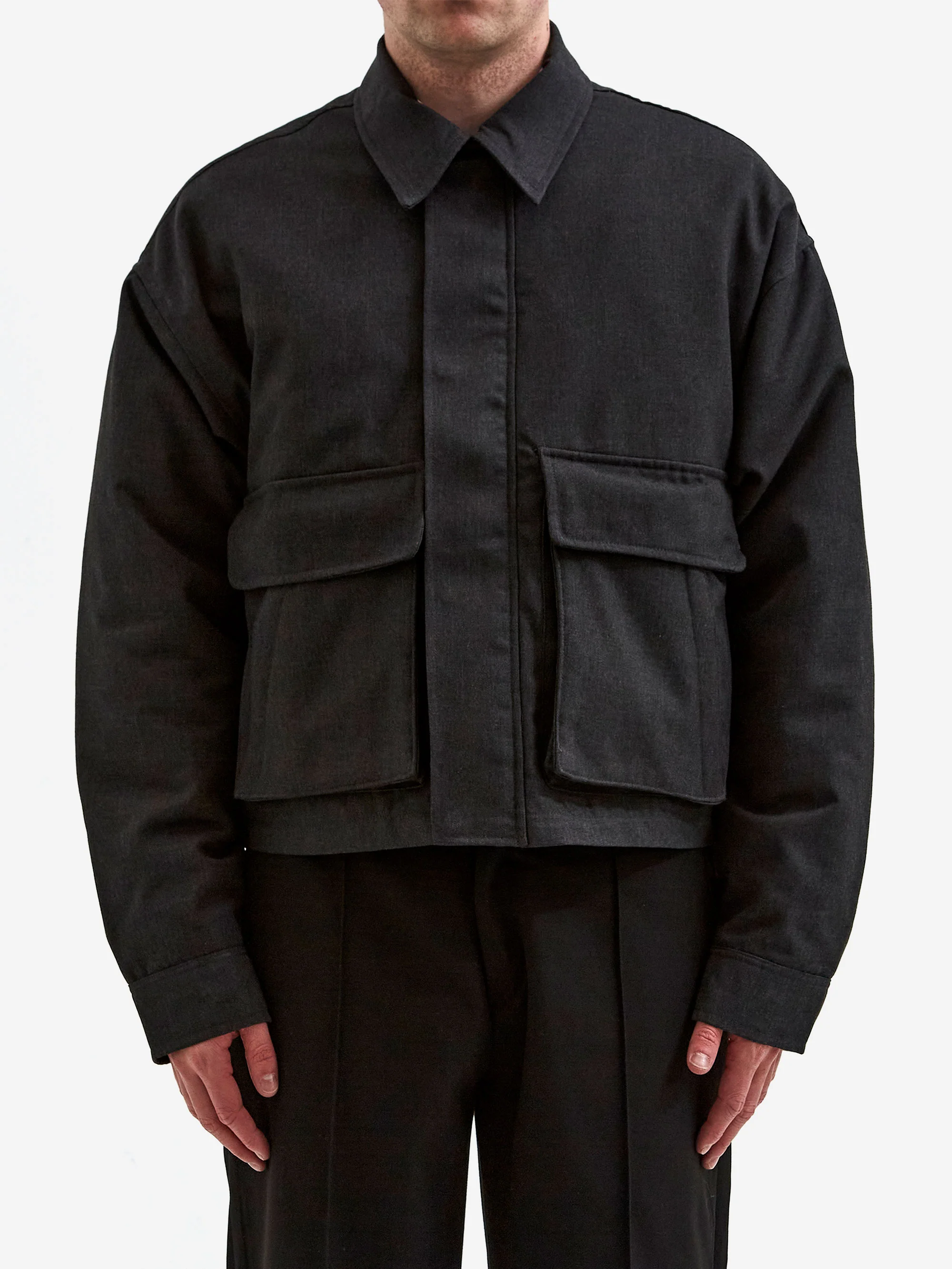 about:blank Cropped Zipped Jacket - Charcoal - Image 4