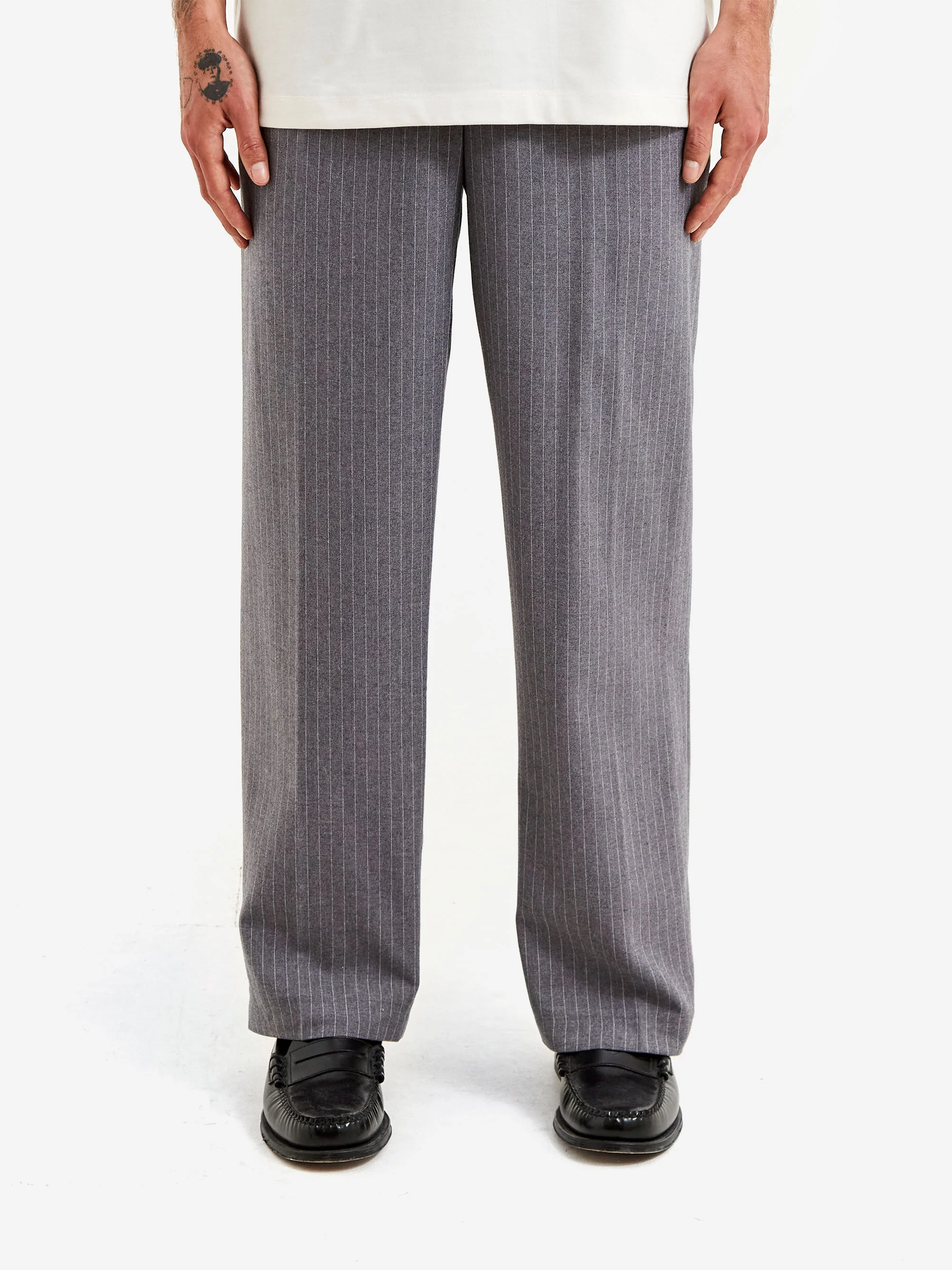 about:blank Everyday Pinstripe Everyday Trouser - Grey/White - Image 2