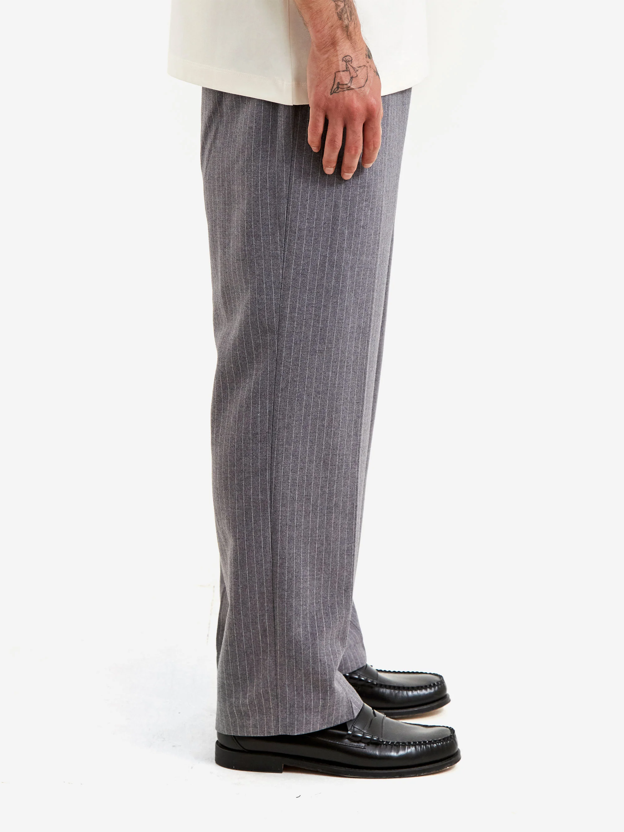about:blank Everyday Pinstripe Everyday Trouser - Grey/White - Image 4