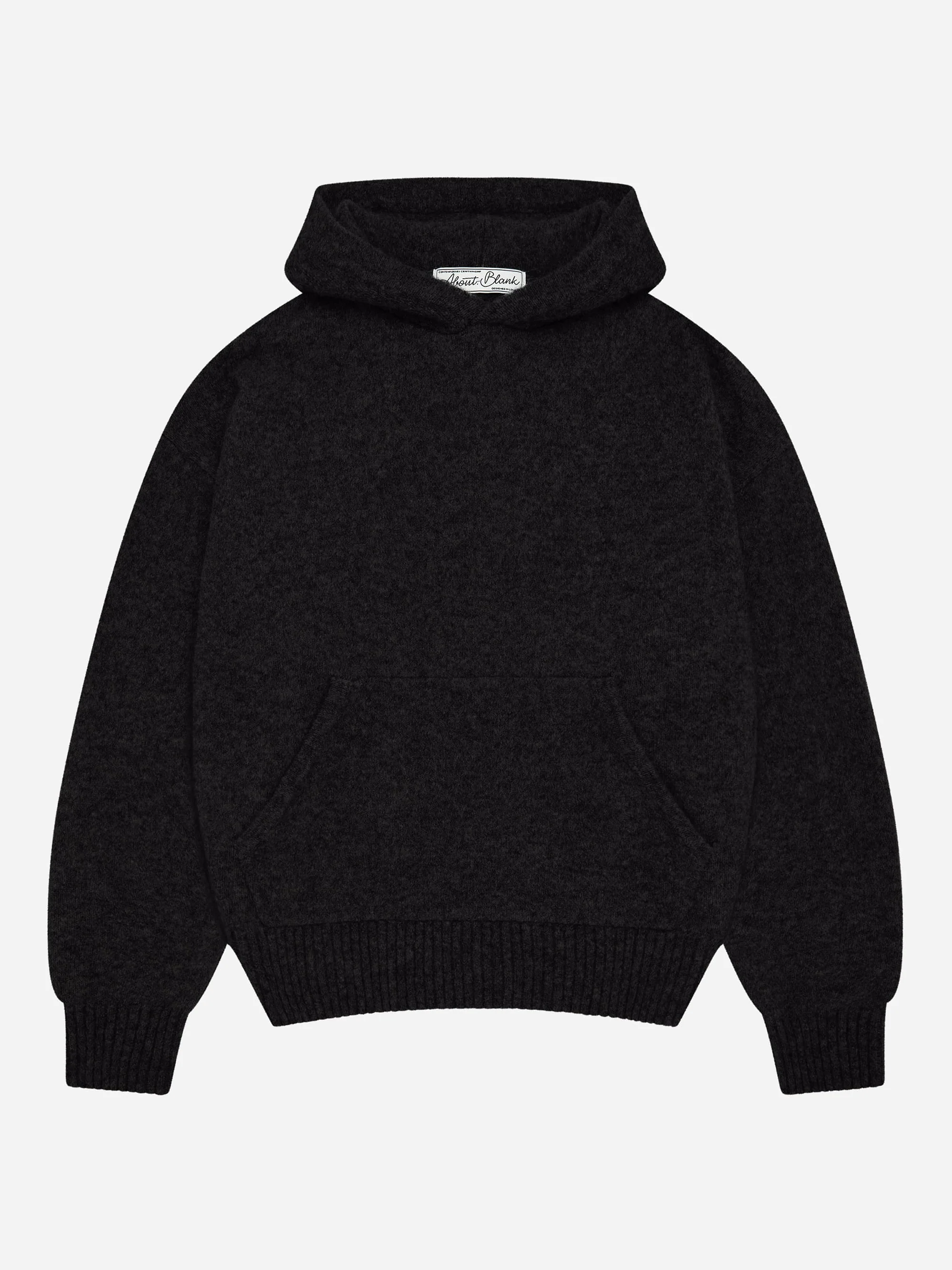 about:blank Mohair Knitted Logo Hoodie - Black/Ecru - Image 3