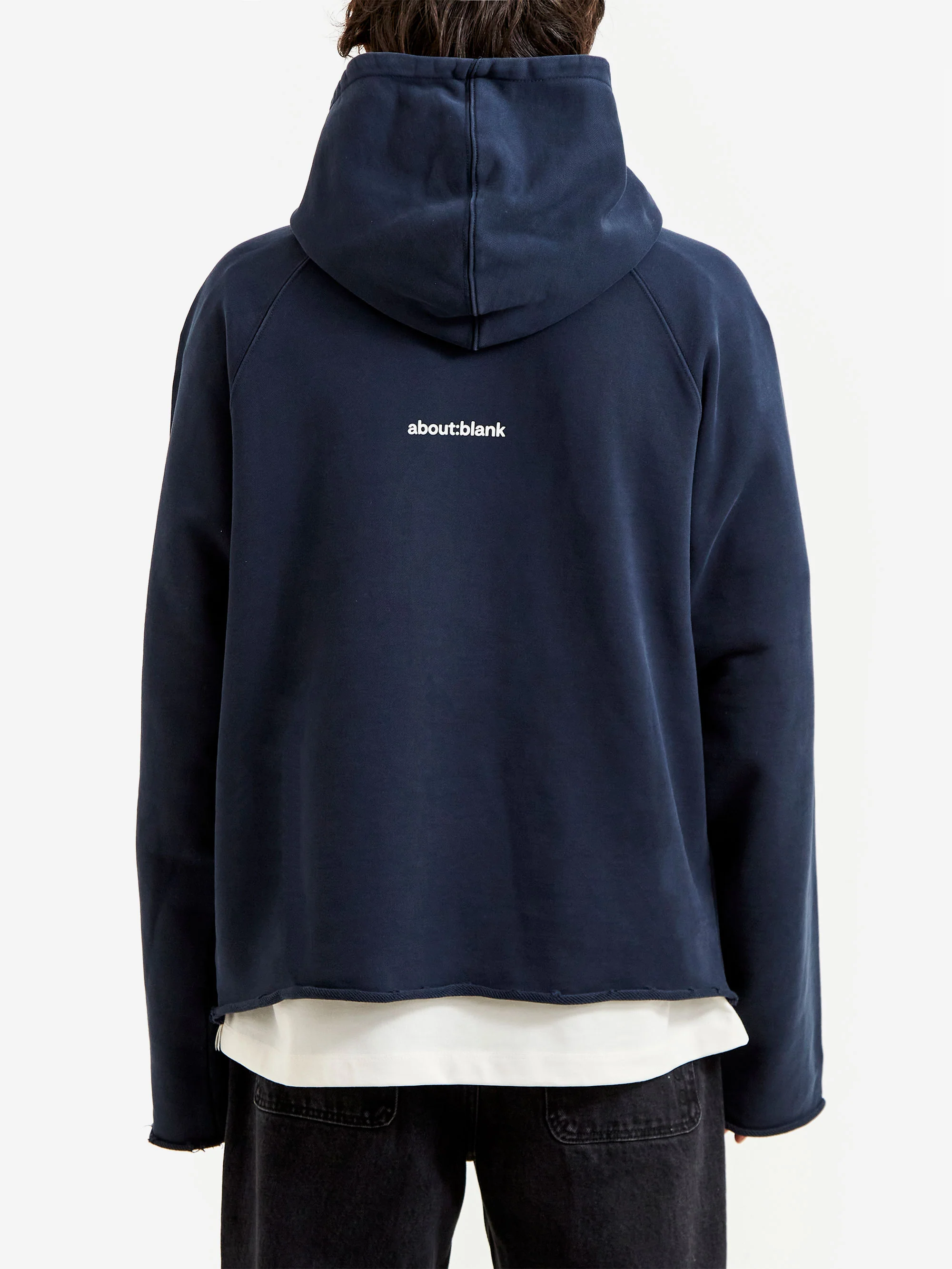about:blank Monogram Cut Off Hoodie - Navy - Image 6