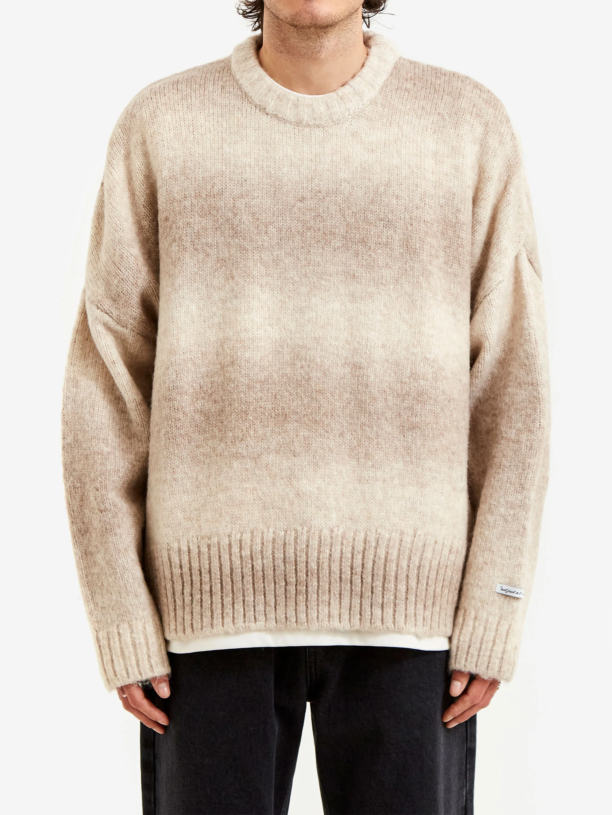 about:blank Ombre Brushed Crewneck - Ecru/Tan - Image 2