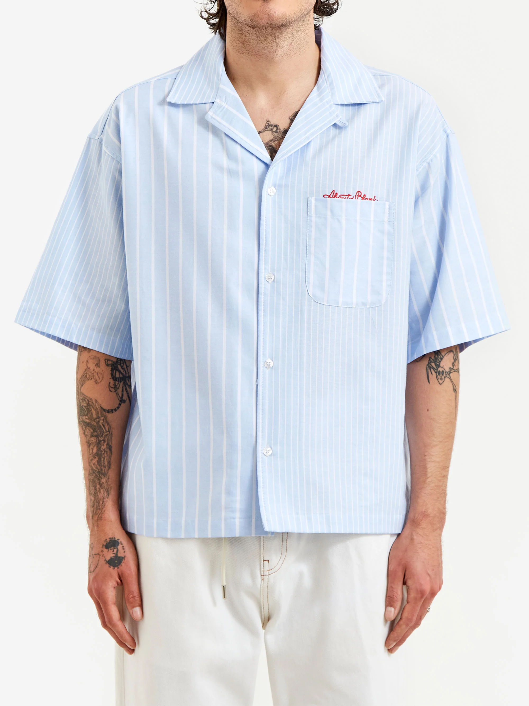 about:blank Oxford Script Shirt - White/Blue - Image 2