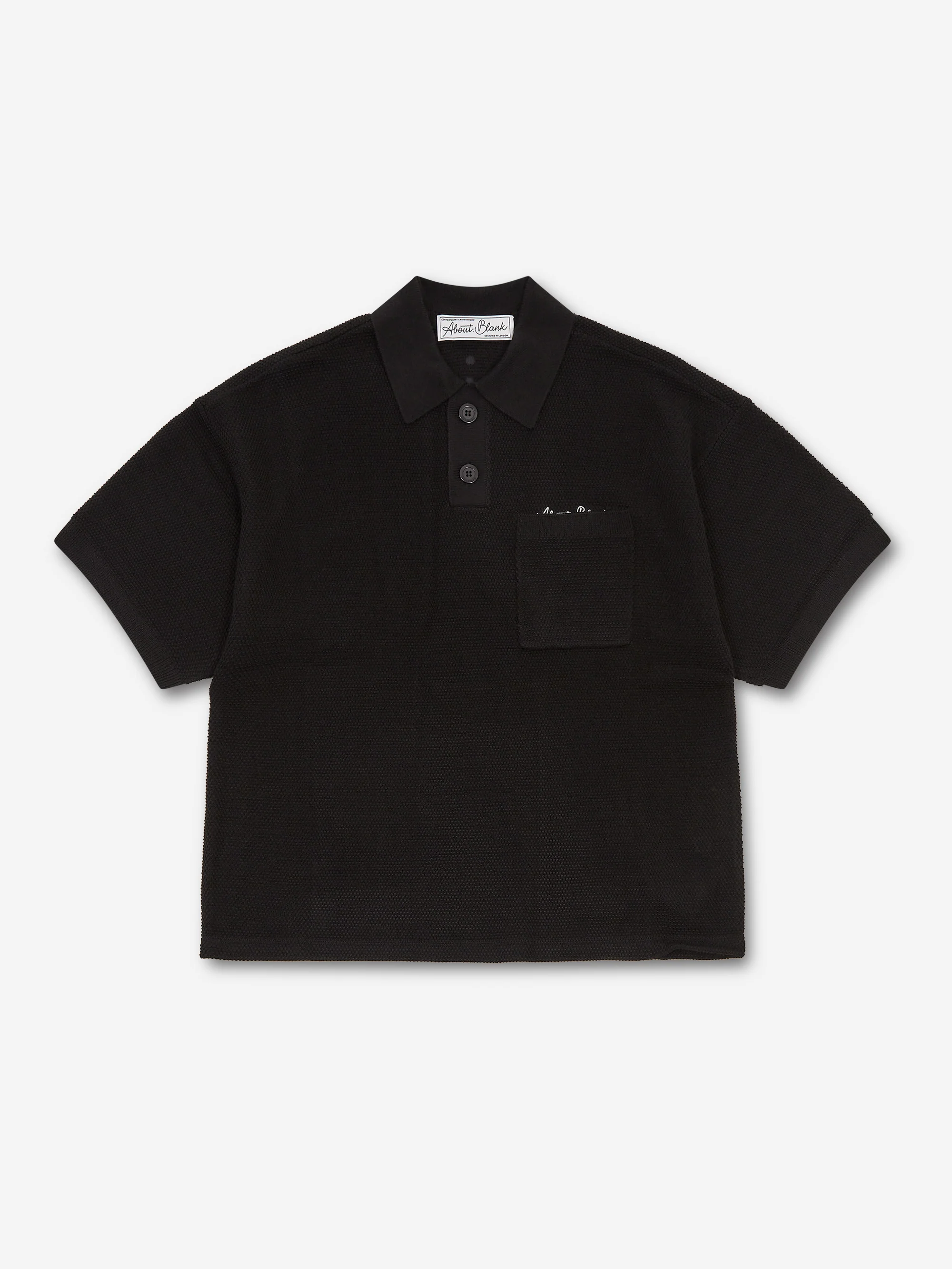about:blank Pique Knitted Polo - Black/Ecru