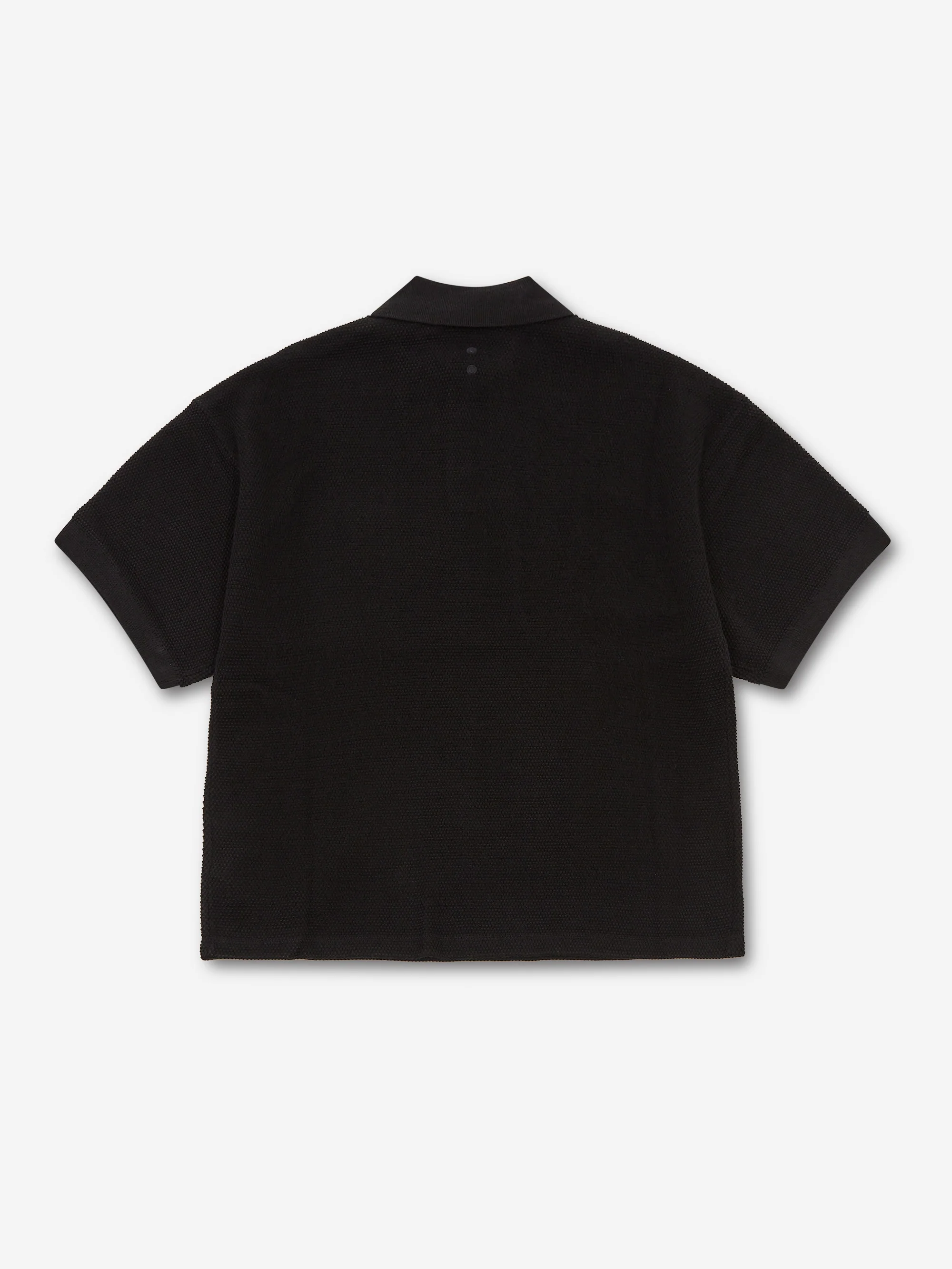 about:blank Pique Knitted Polo - Black/Ecru - Image 3