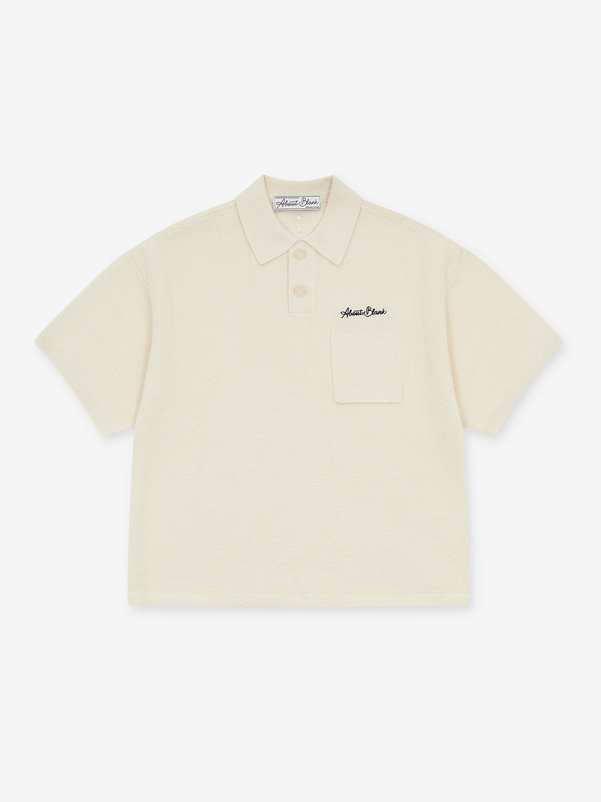 about:blank Pique Knitted Polo - Ecru/Black