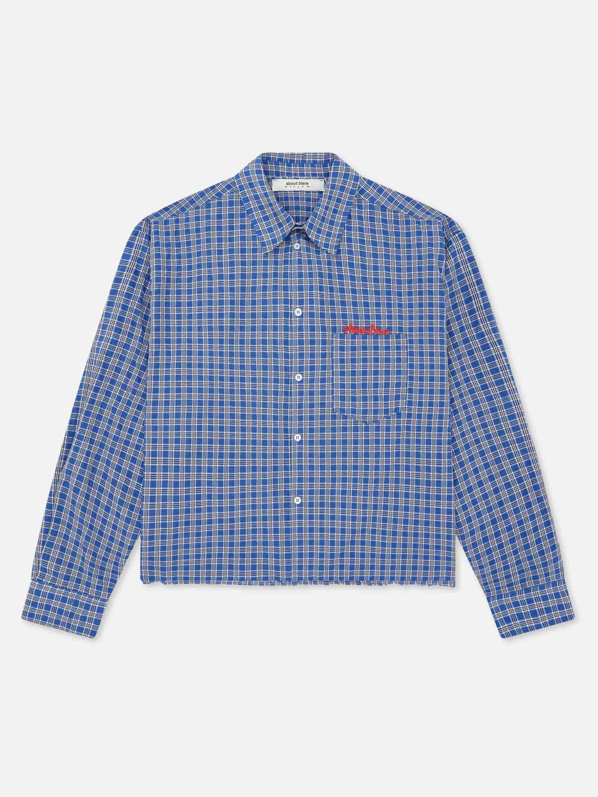 about:blank Raw Hem Check Shirt - Blue