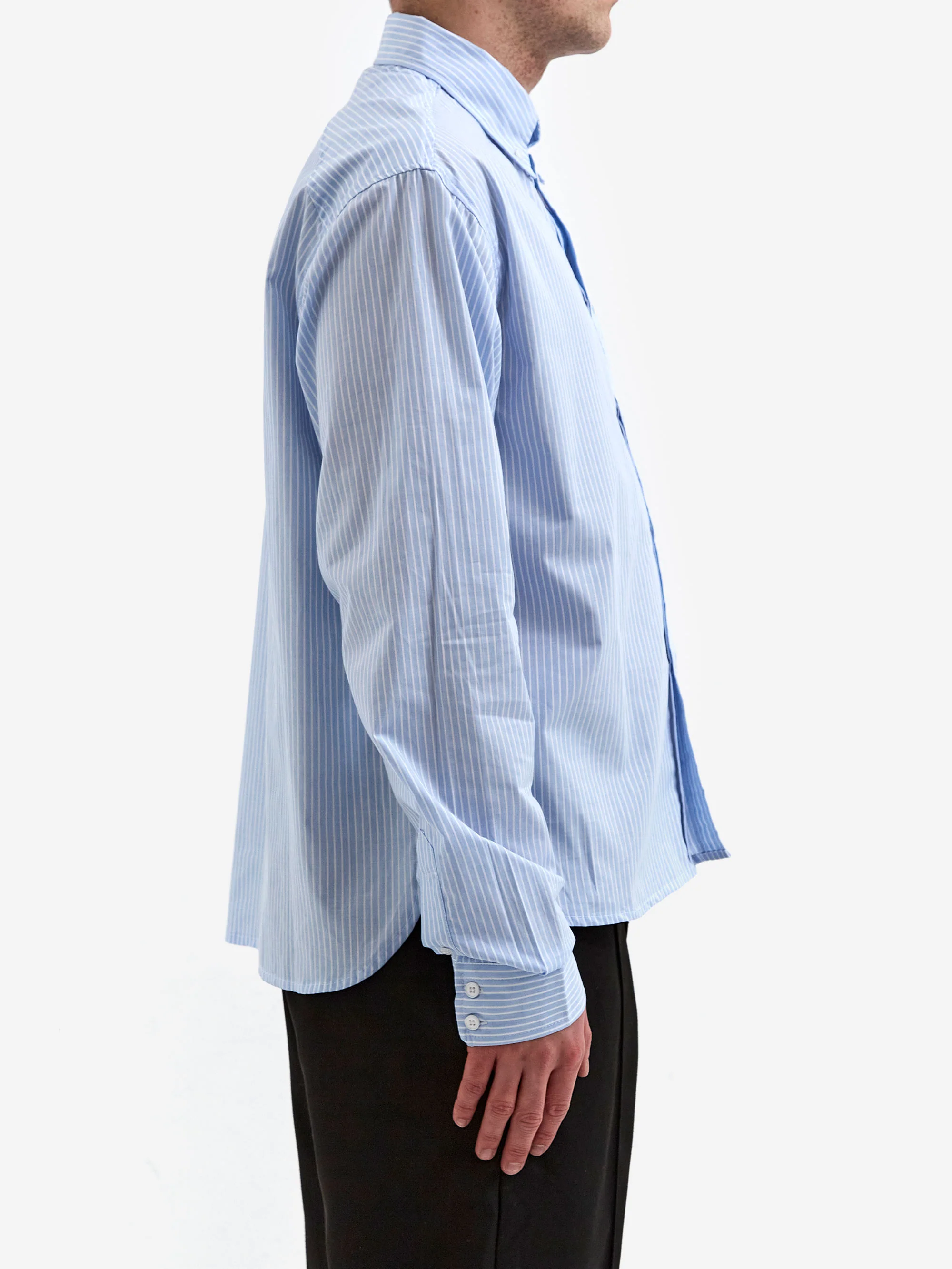 about:blank Striped Oxford Shirt - White/Blue - Image 4