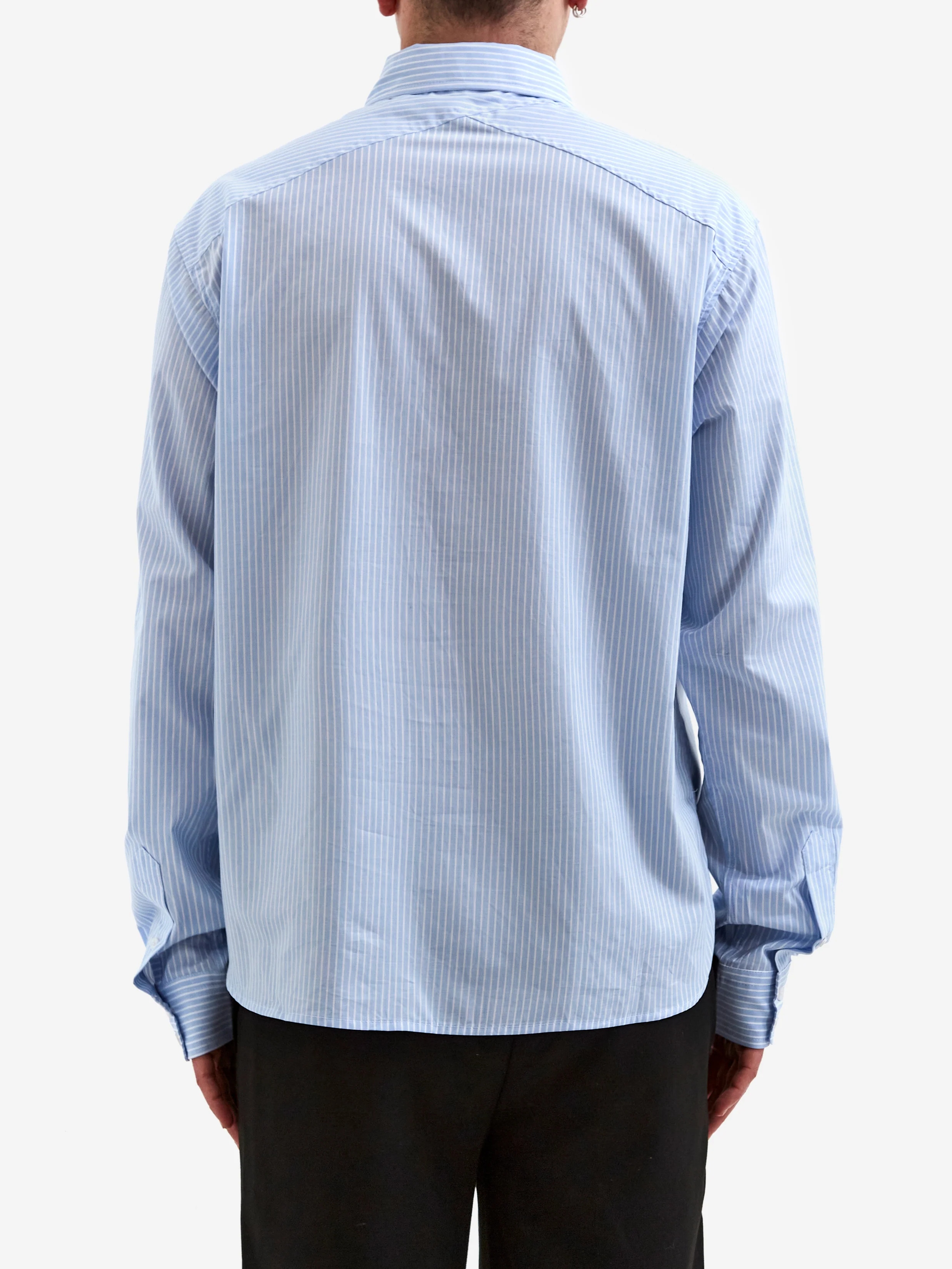 about:blank Striped Oxford Shirt - White/Blue - Image 5