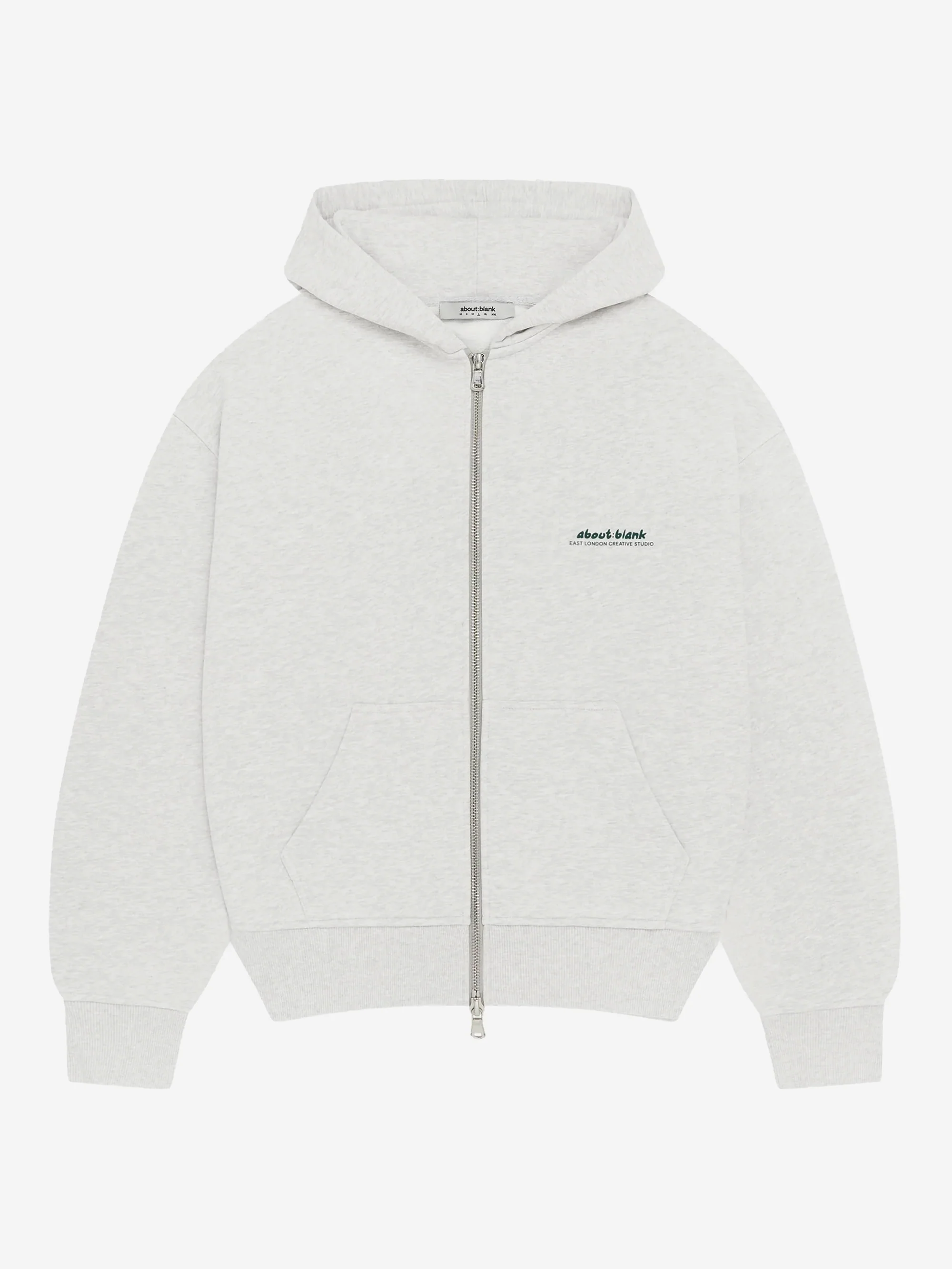 about:blank Zev Zip Hoodie - Grey Marl/Epsom Green