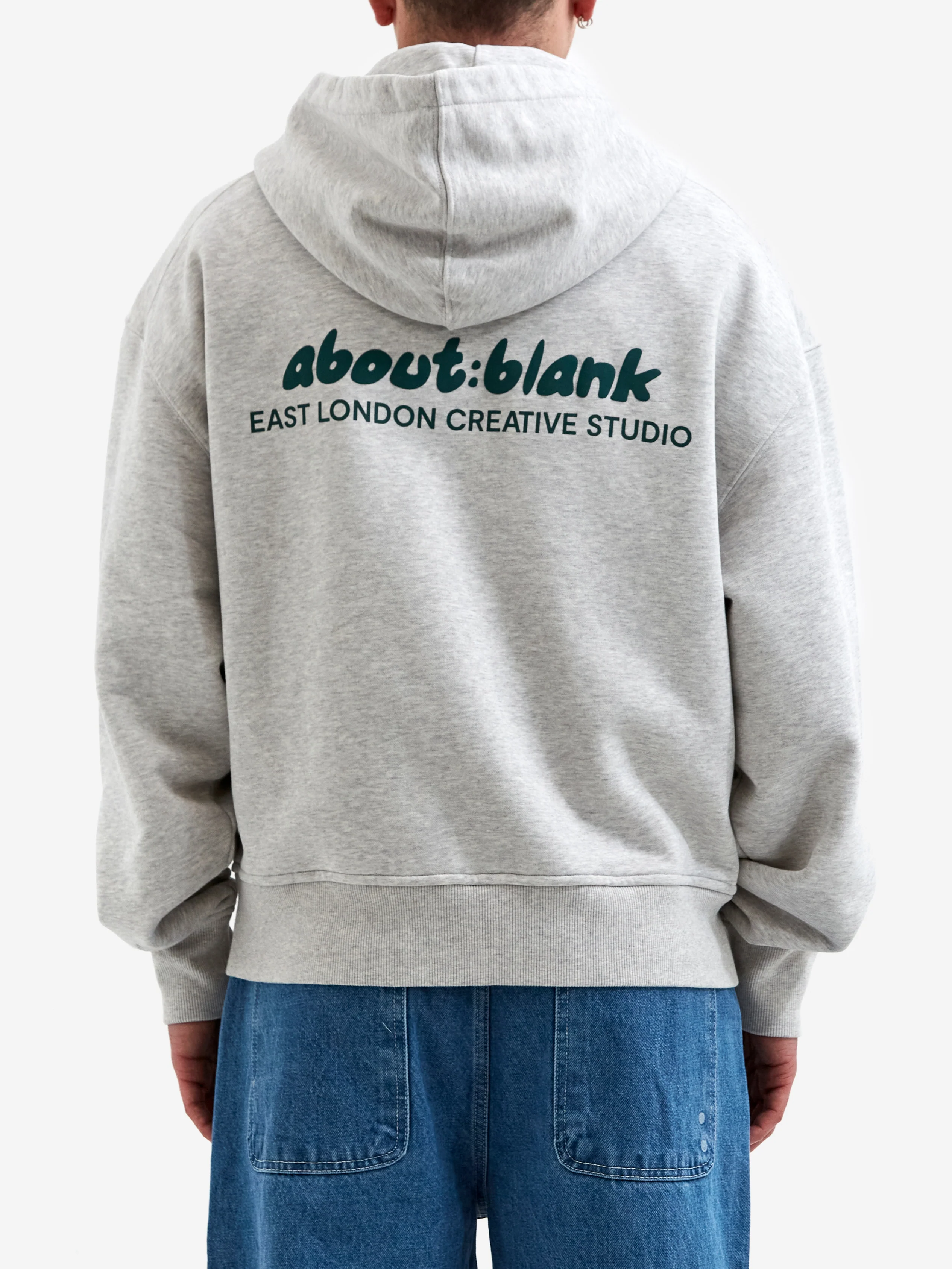 about:blank Zev Zip Hoodie - Grey Marl/Epsom Green - Image 5