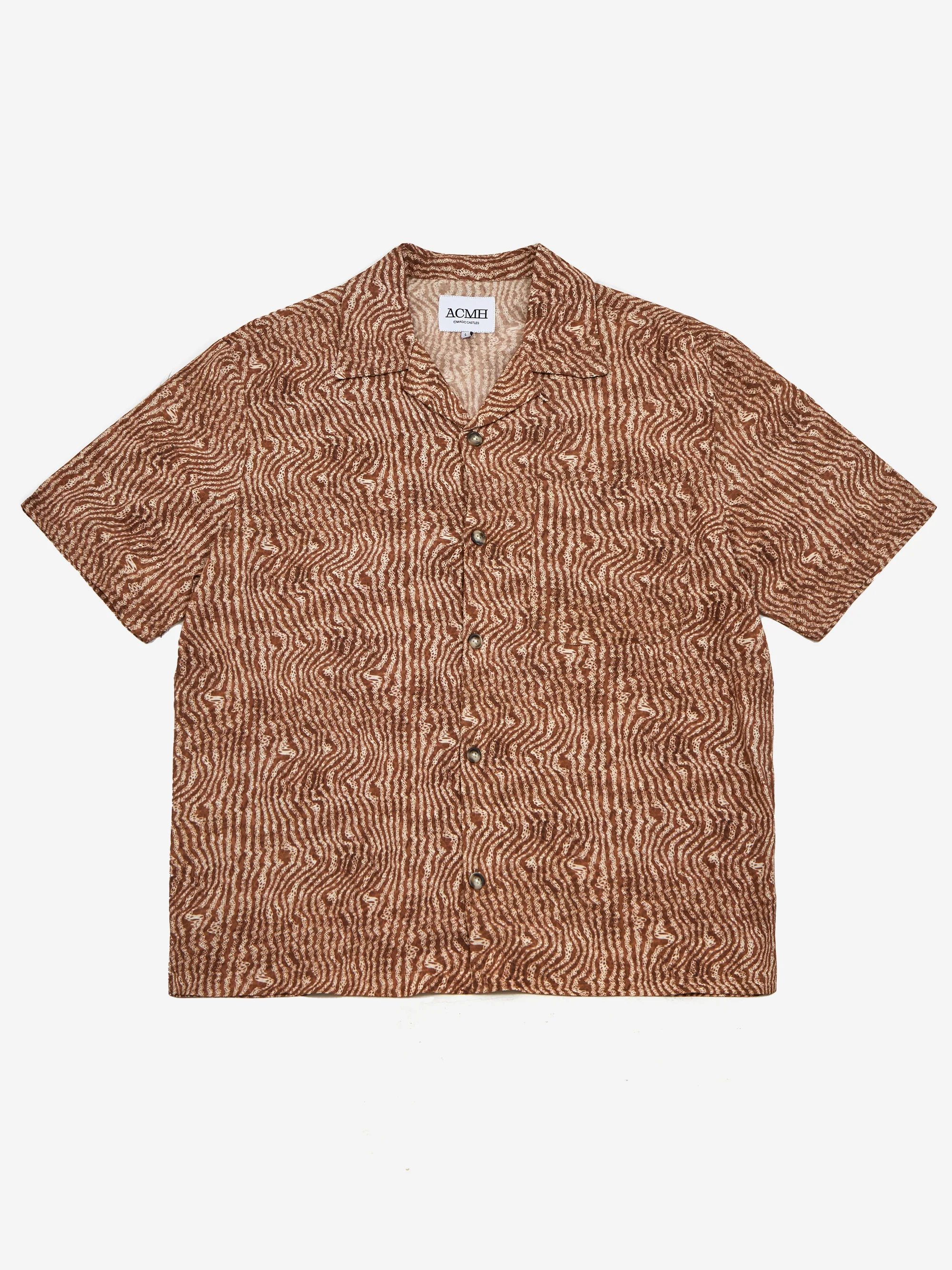 ACMH by Magic Castles Short Sleeved Wave Shirt - Brown Stripe