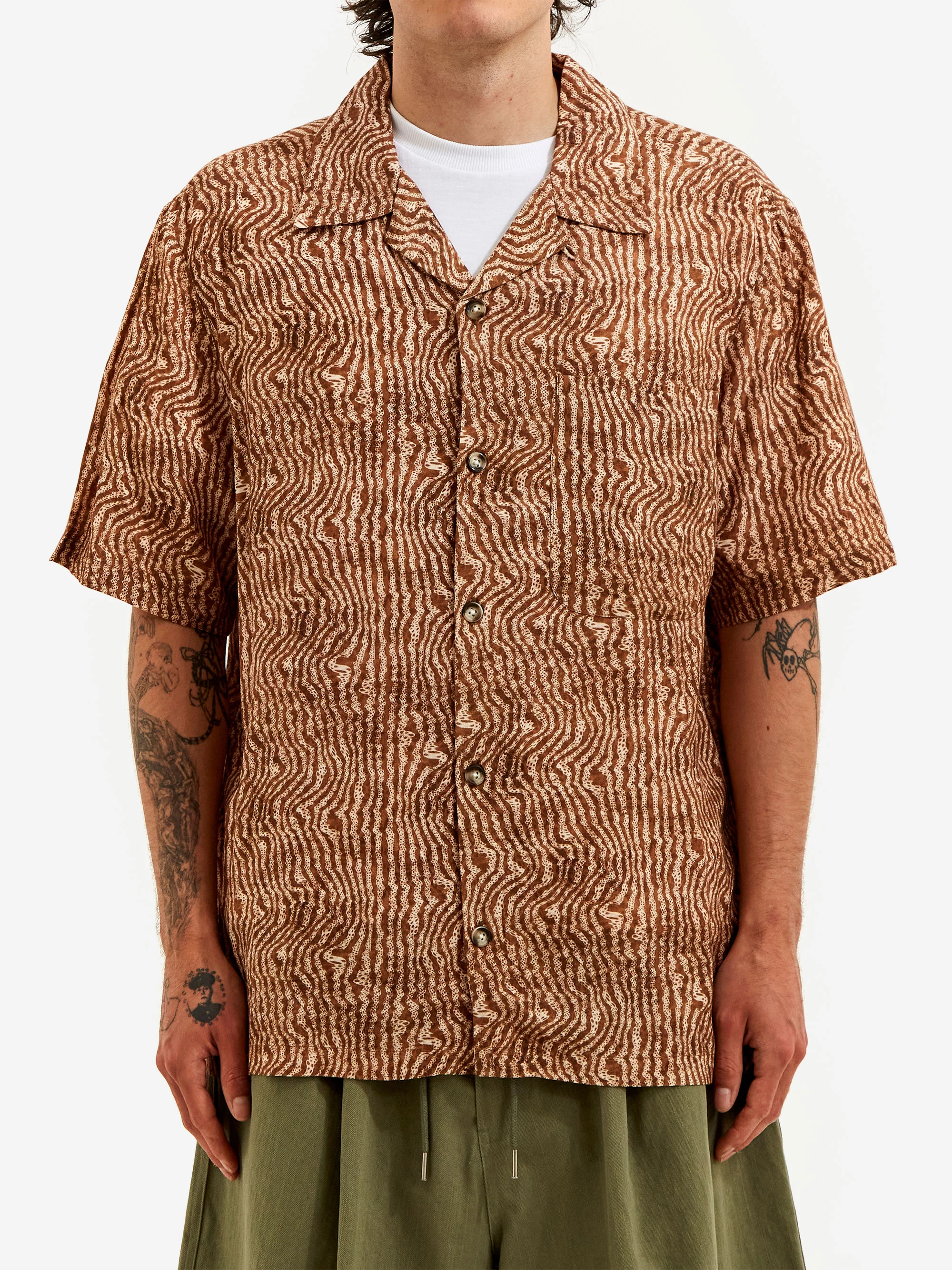 ACMH by Magic Castles Short Sleeved Wave Shirt - Brown Stripe - Image 2