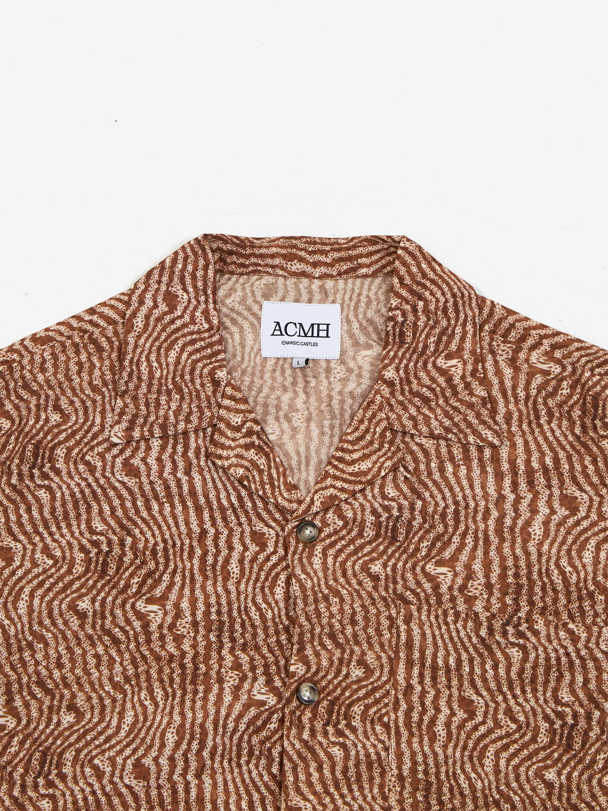 ACMH by Magic Castles Short Sleeved Wave Shirt - Brown Stripe - Image 3