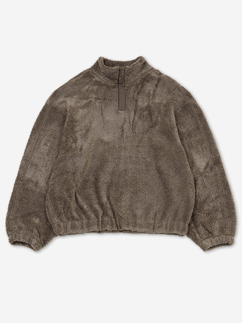 AMOMENTO Fluffy Oversized Half Zip Pullover - Khaki