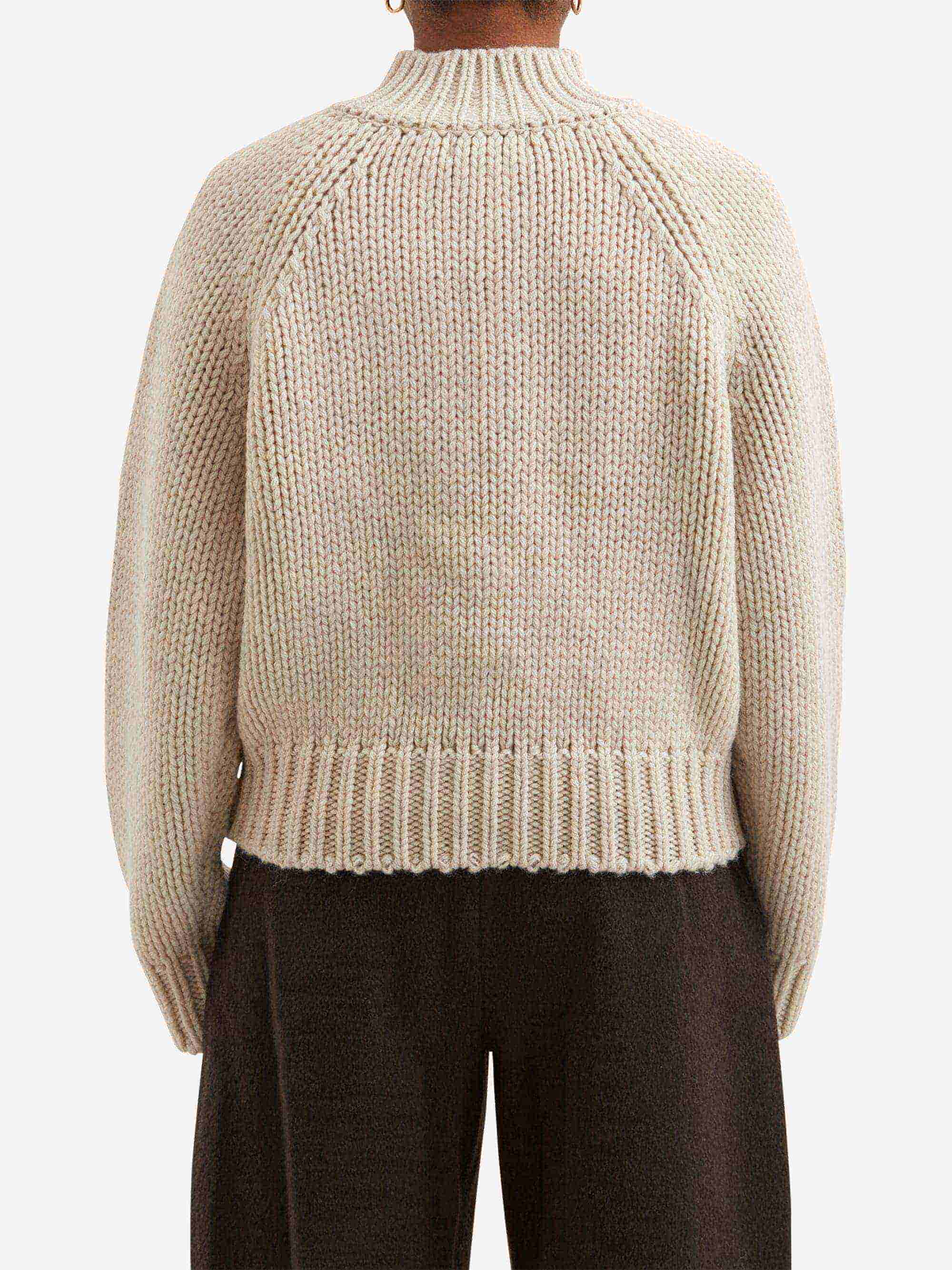 AMOMENTO Hand-Knitted Half Neck Pullover -  Ecru - Image 3
