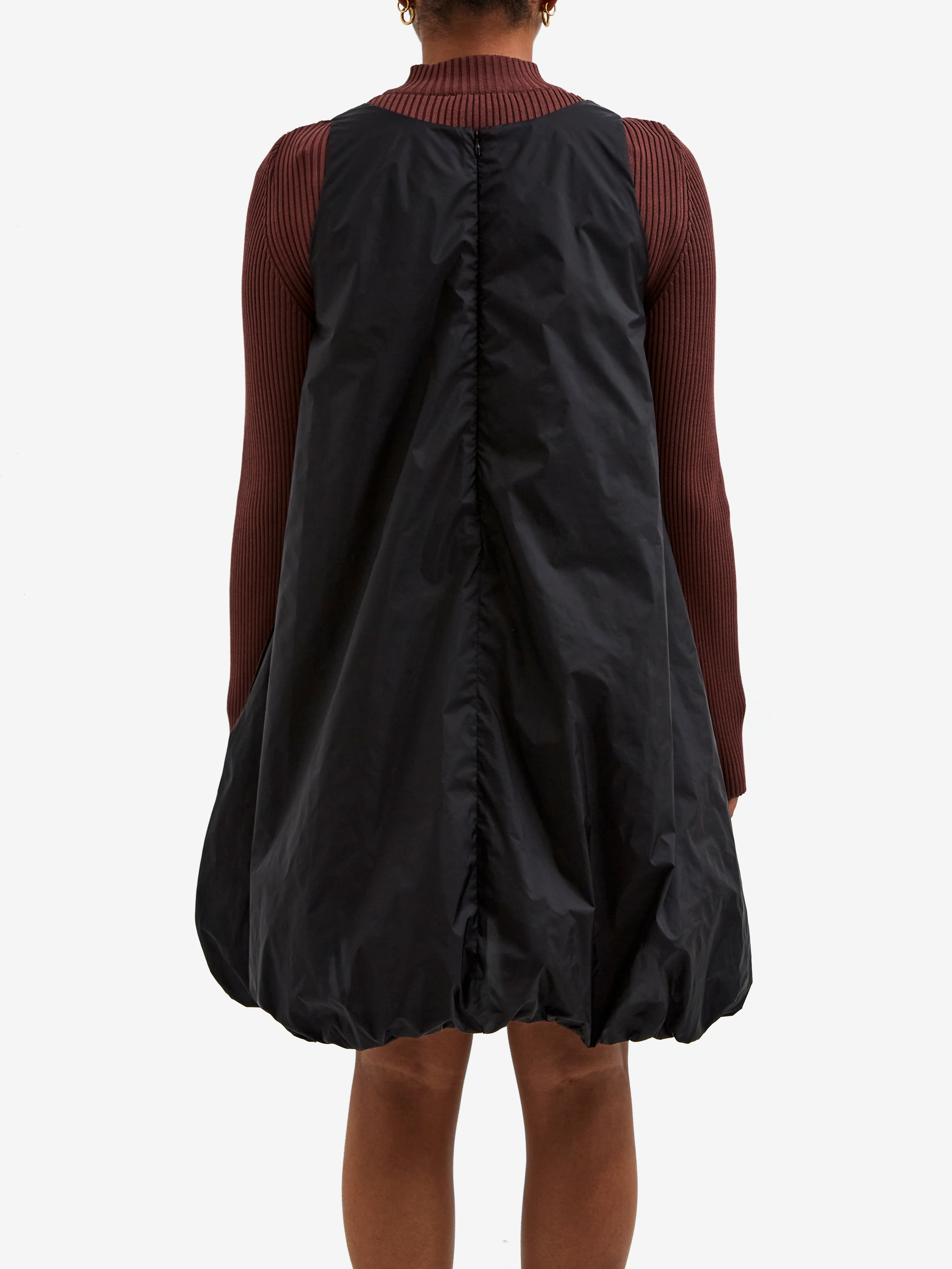 AMOMENTO Nylon Volume Mini Dress - Black - Image 3