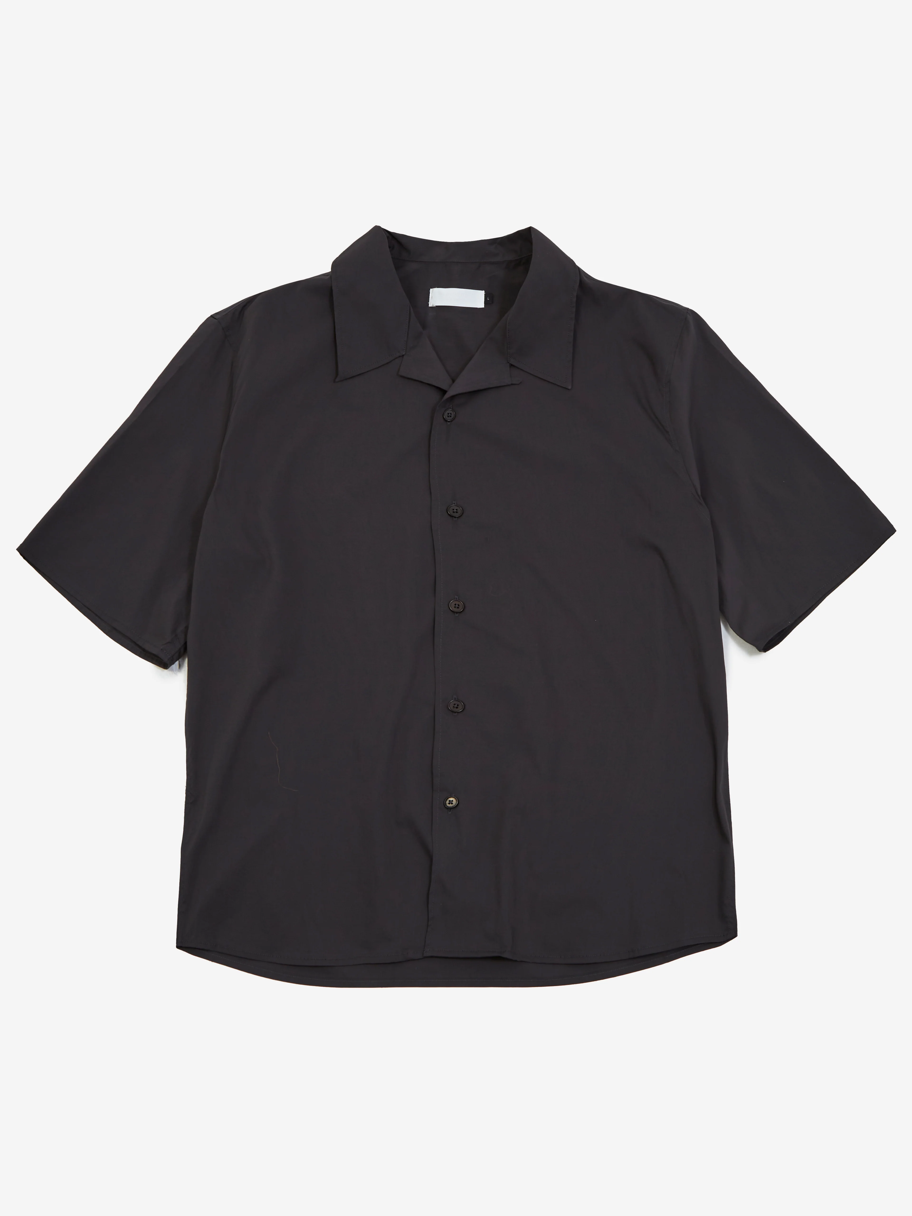 AMOMENTO Open Collar Half Shirt - Charcoal