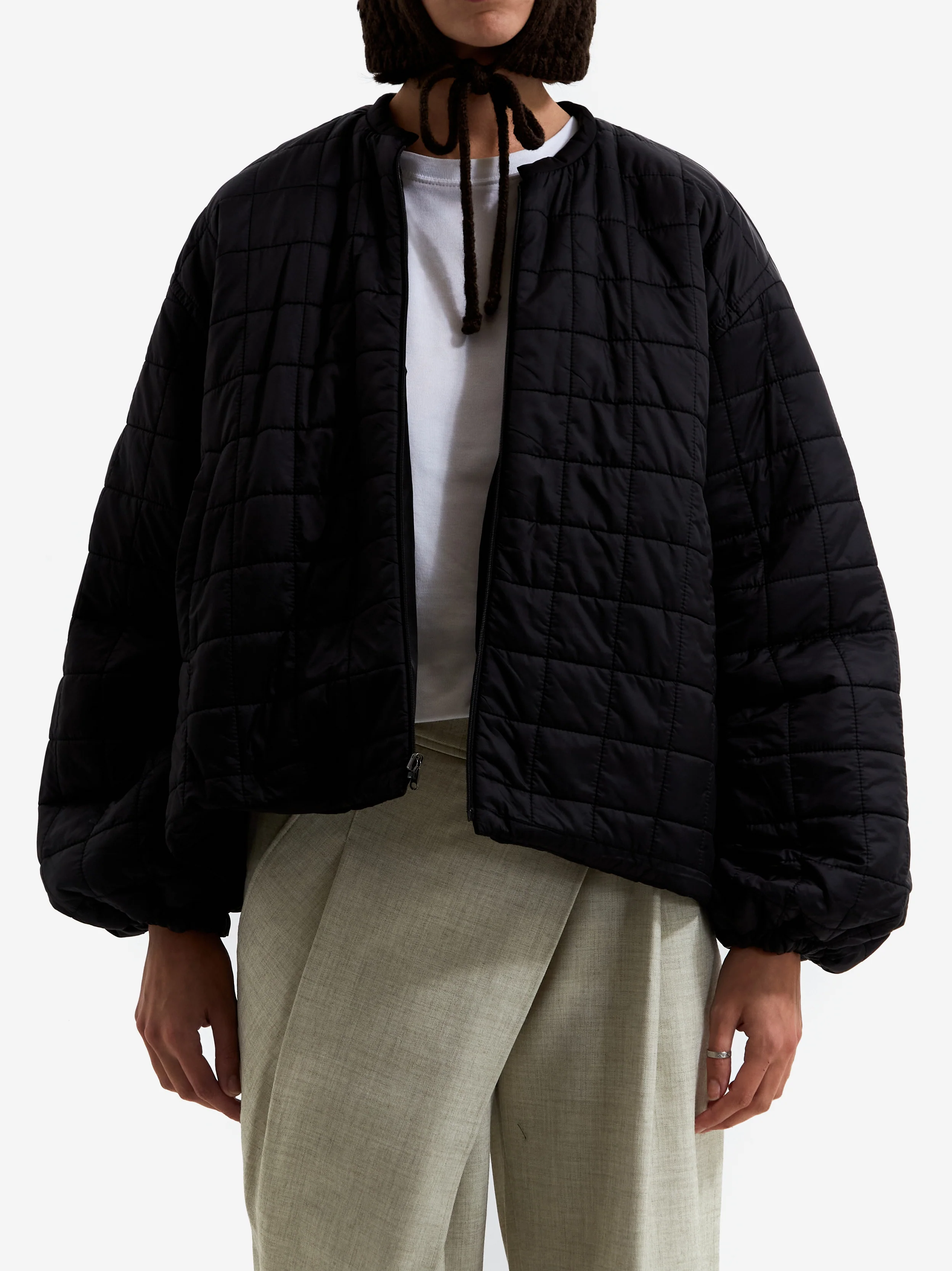 AMOMENTO Reversible Shirring Jacket - Black - Image 8