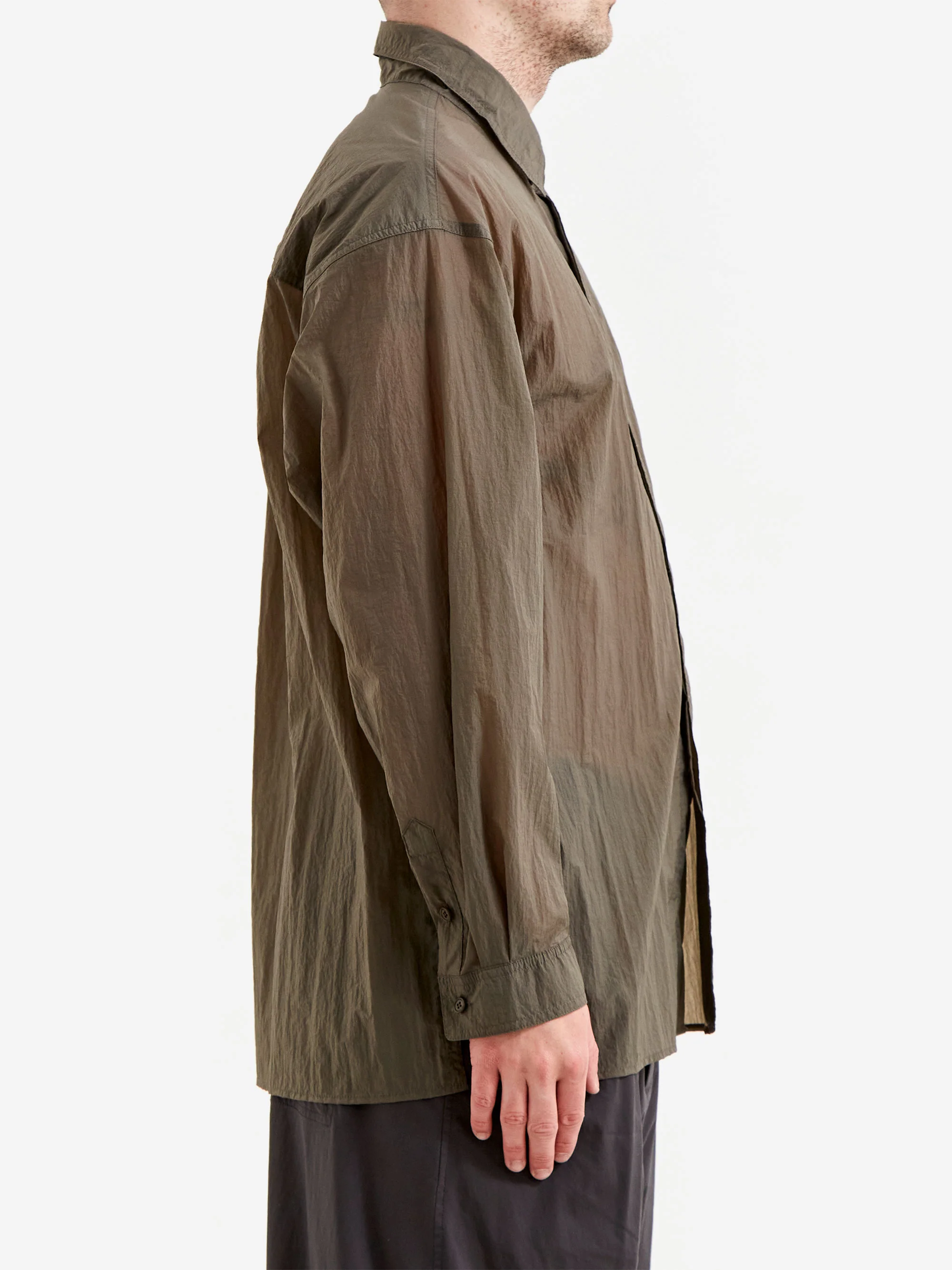 AMOMENTO Sheer Nylon Oversized Shirt - Brown - Image 5