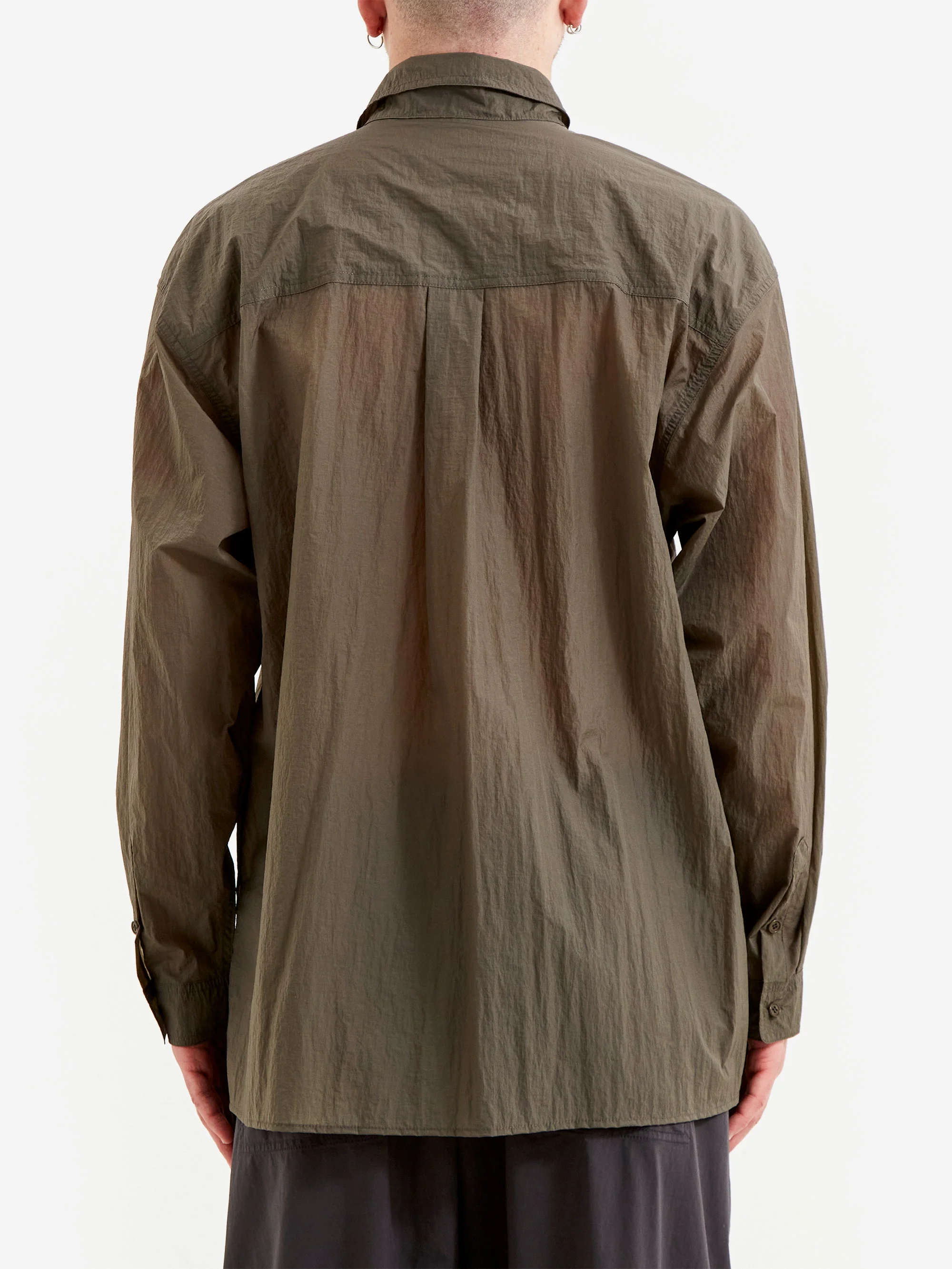 AMOMENTO Sheer Nylon Oversized Shirt - Brown - Image 6