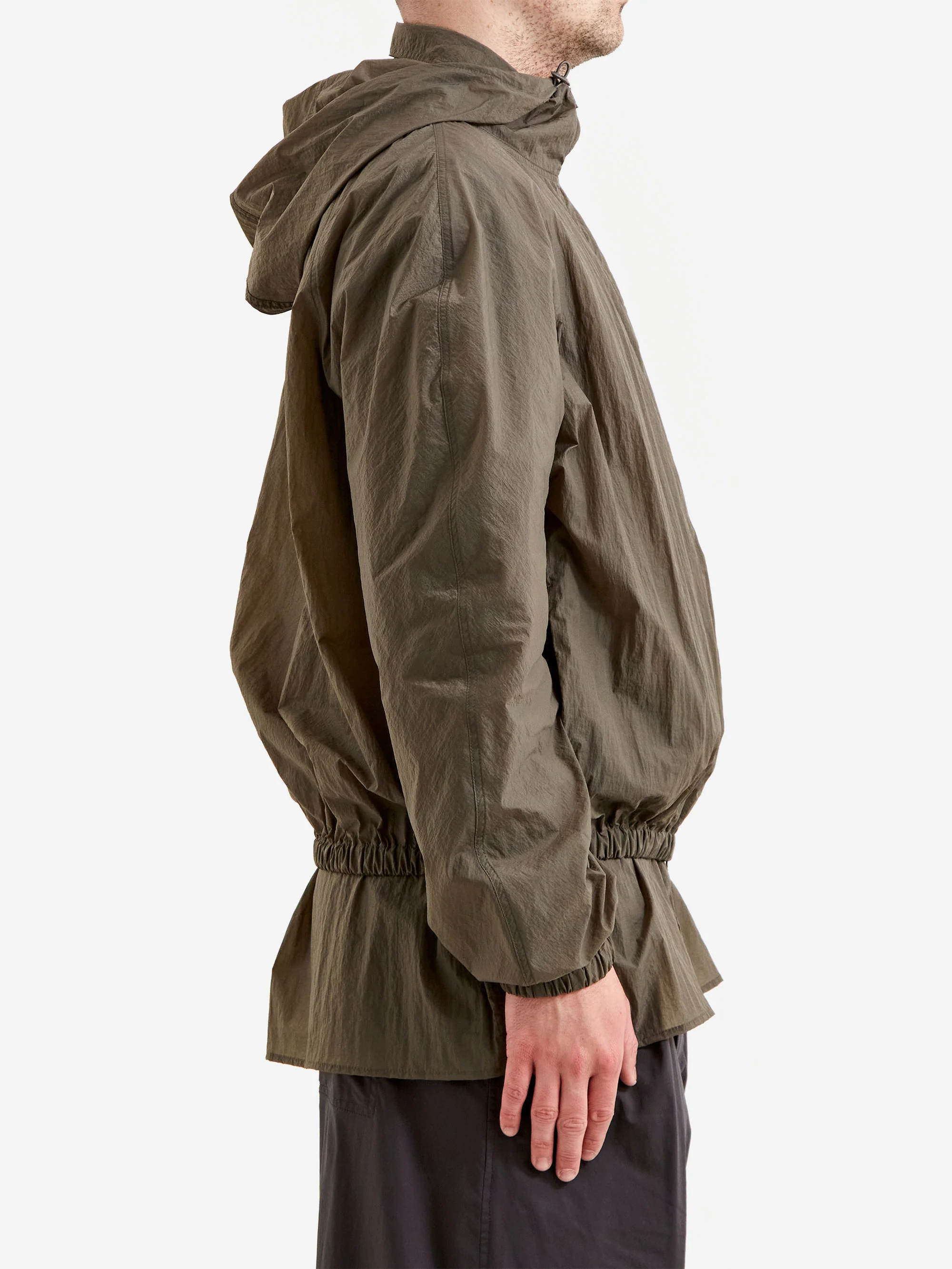 AMOMENTO Sheer Nylon Raglan Hooded Jumper - Brown - Image 6