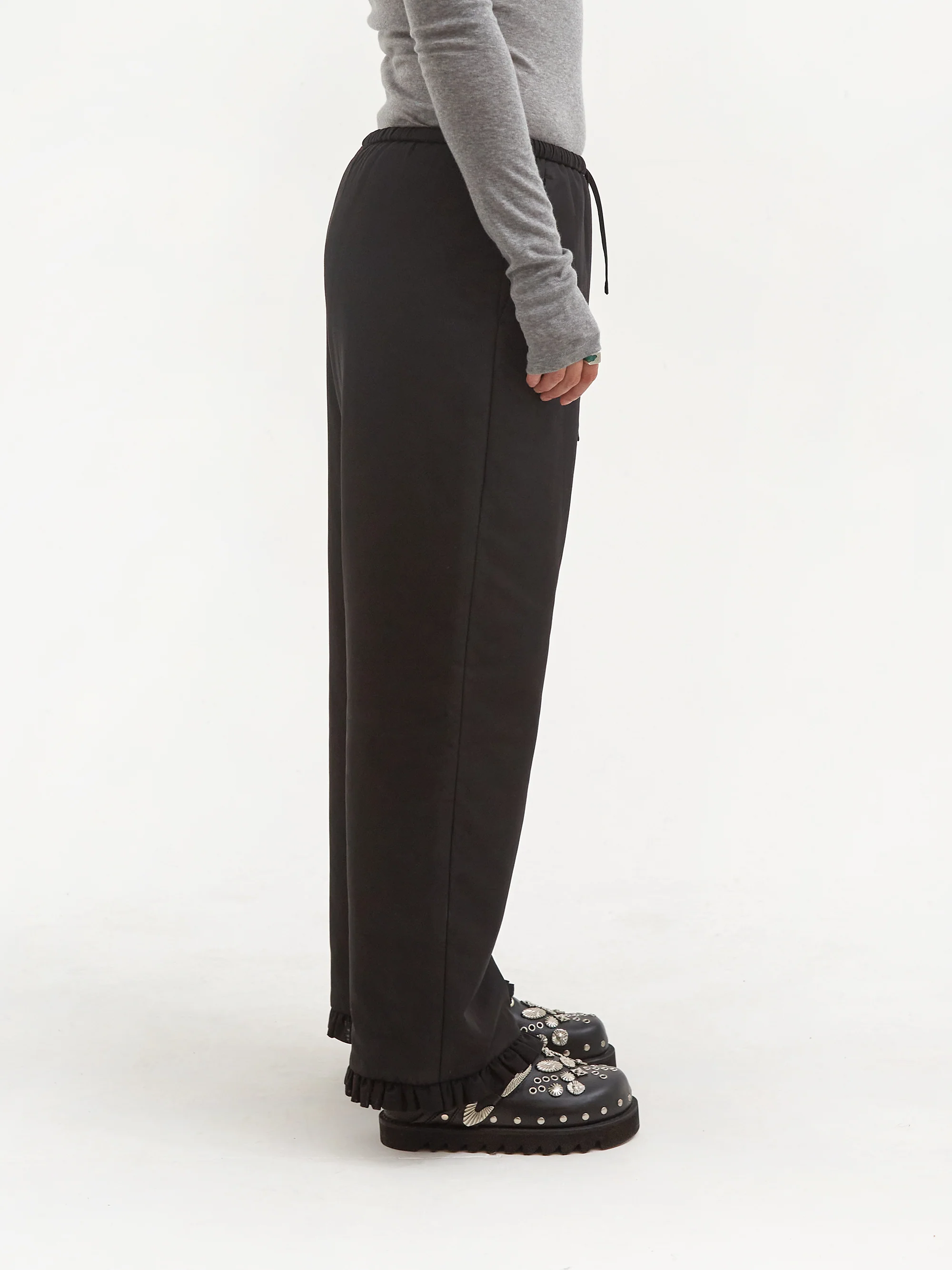 AMOMENTO Sheer Padded Banding Pants - Black - Image 2