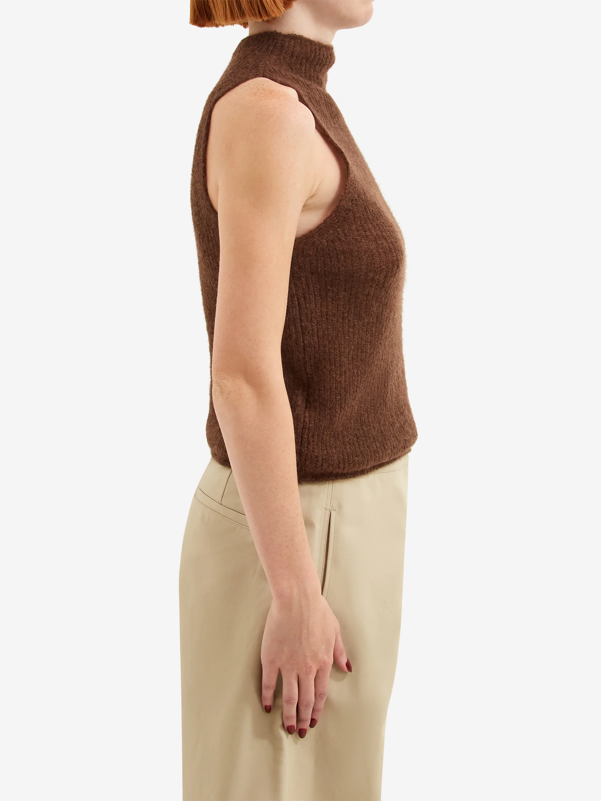 AMOMENTO Sheer Sleeveless Top - Brown - Image 2