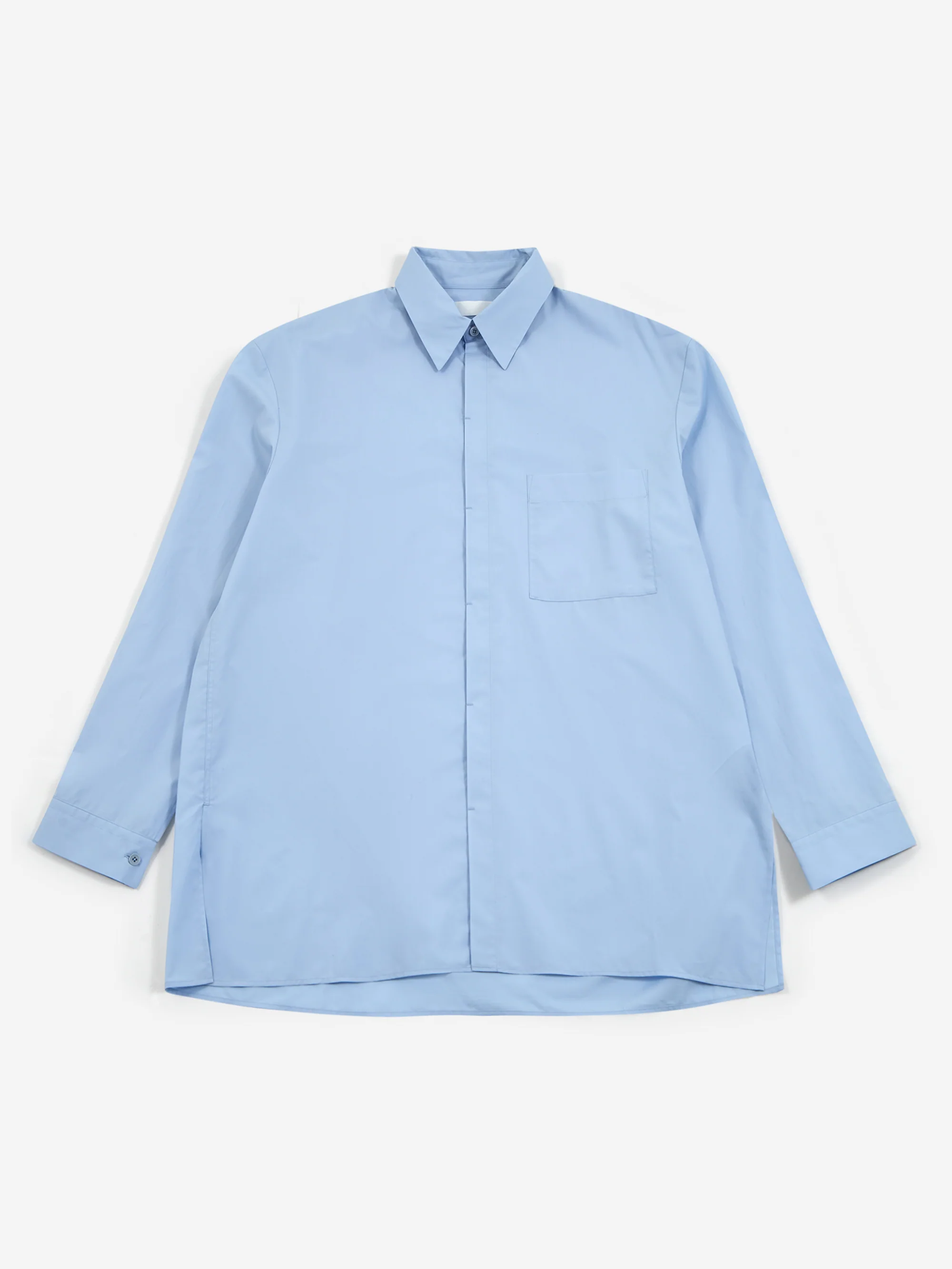 AMOMENTO Square Pocket Oversized Shirt - Light Blue