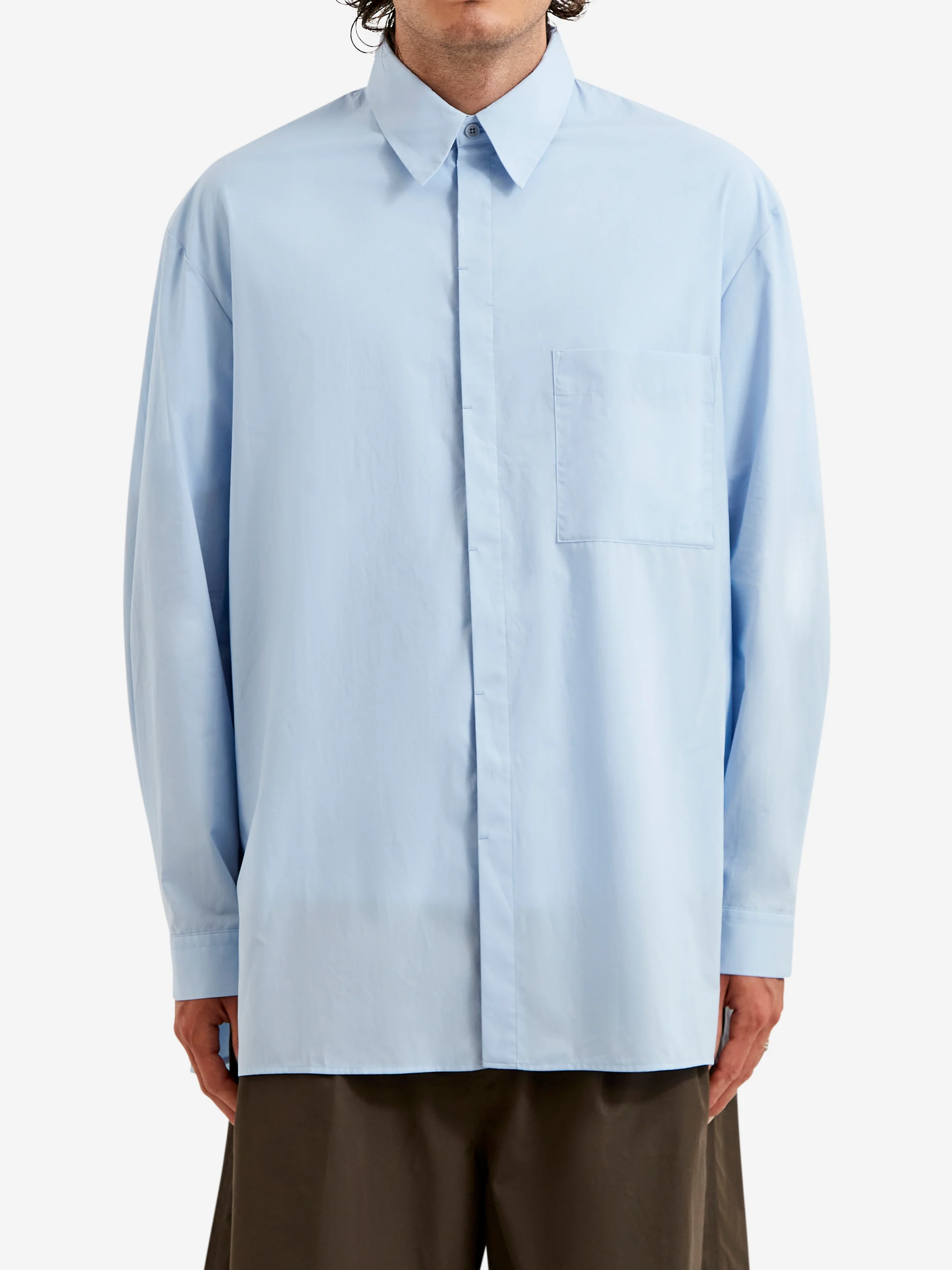 AMOMENTO Square Pocket Oversized Shirt - Light Blue - Image 2