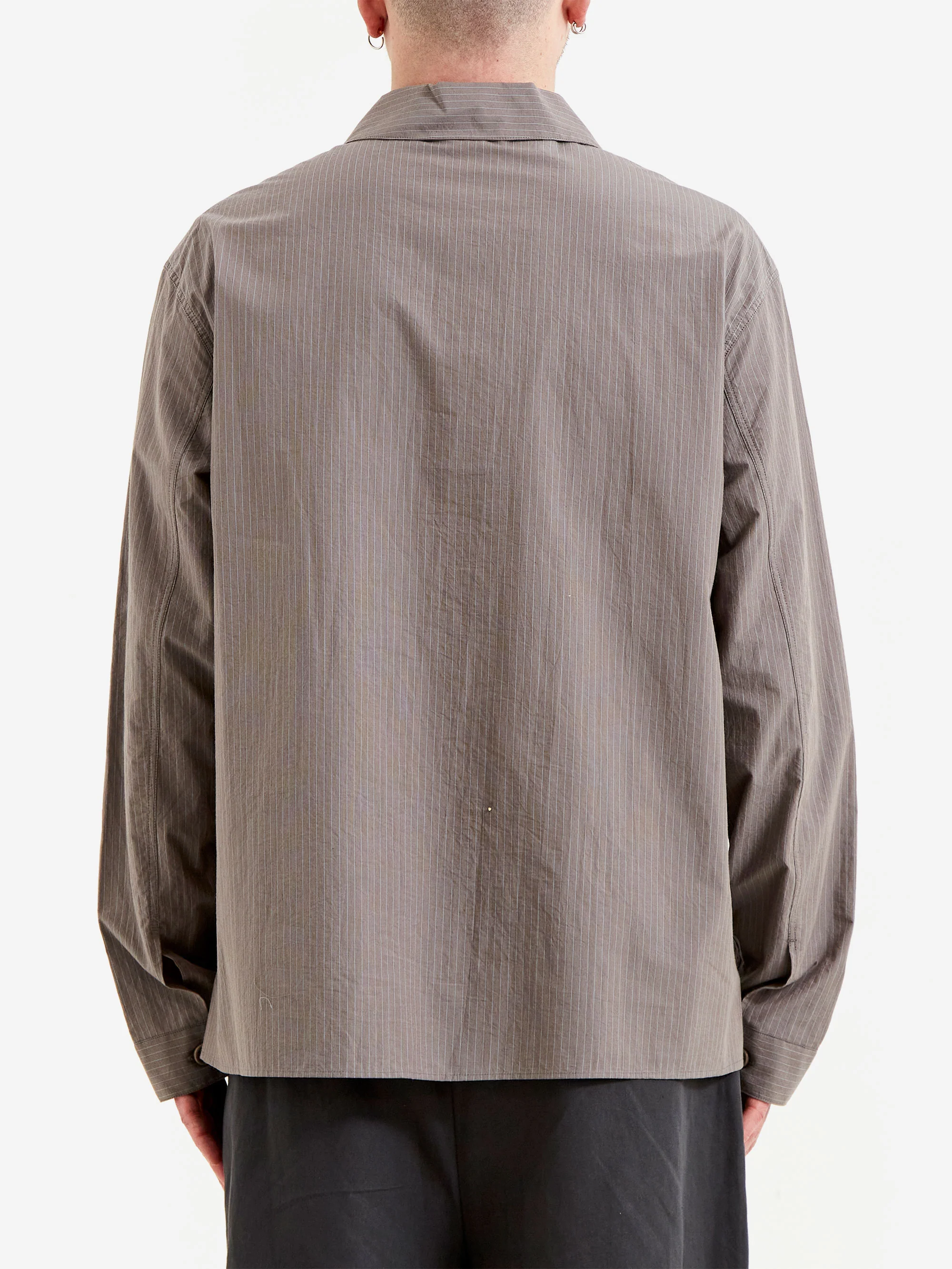 AMOMENTO Stripe Pocket Shirt - Grey - Image 6