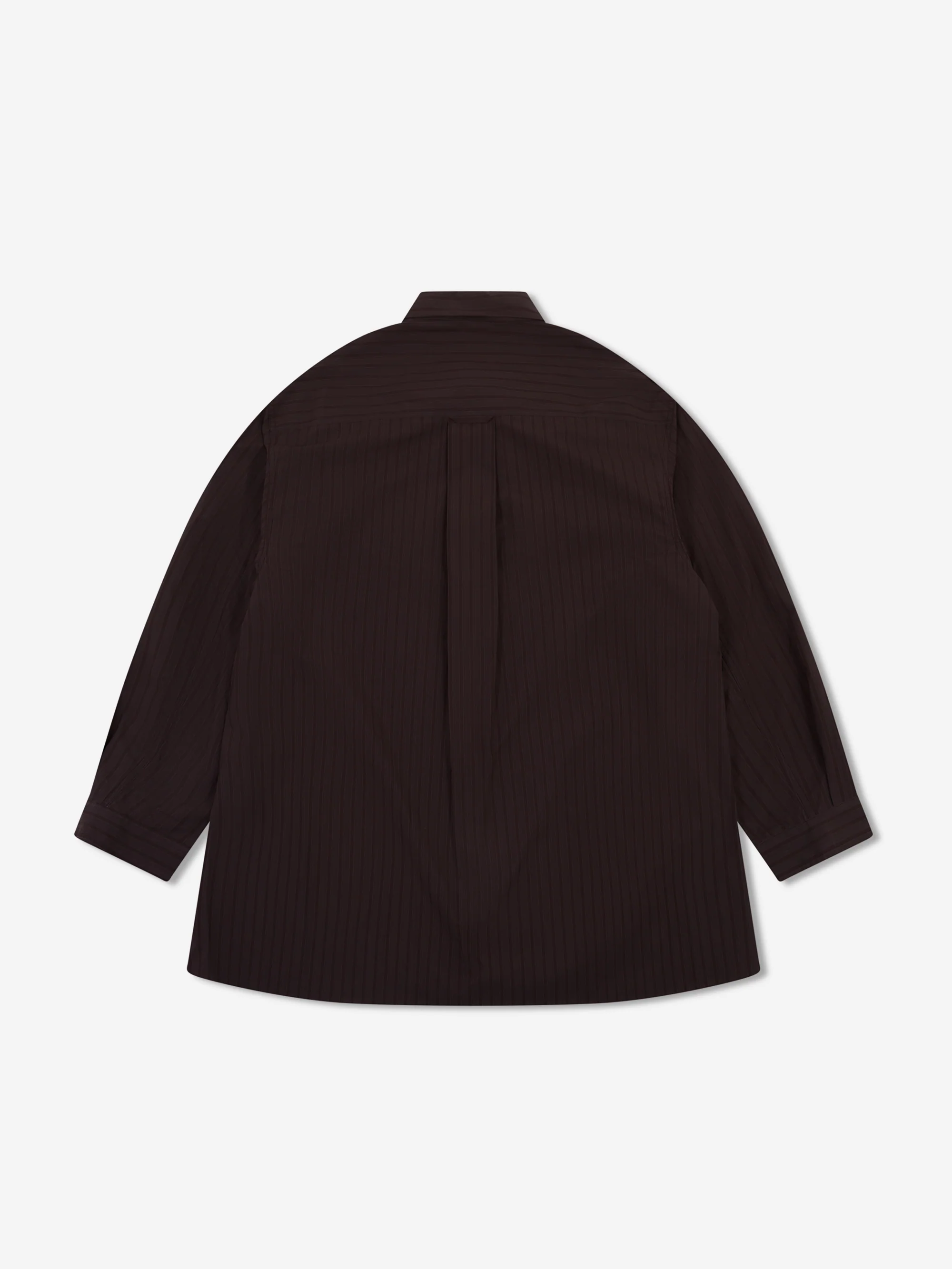 AMOMENTO Stripe Shirring Oversized Shirt - Brown - Image 3