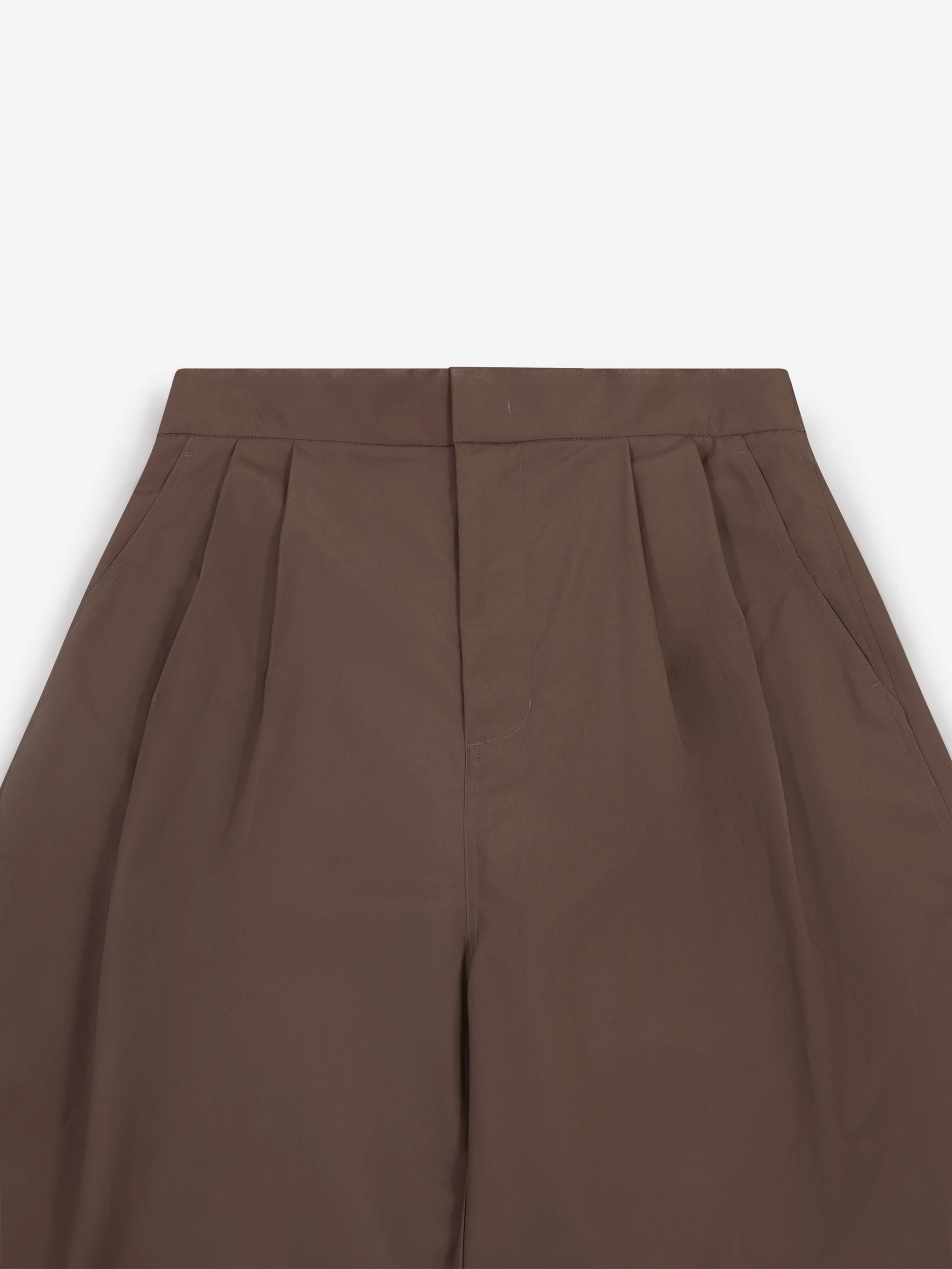 AMOMENTO Two Tuck Wide Shorts - Beige - Image 2