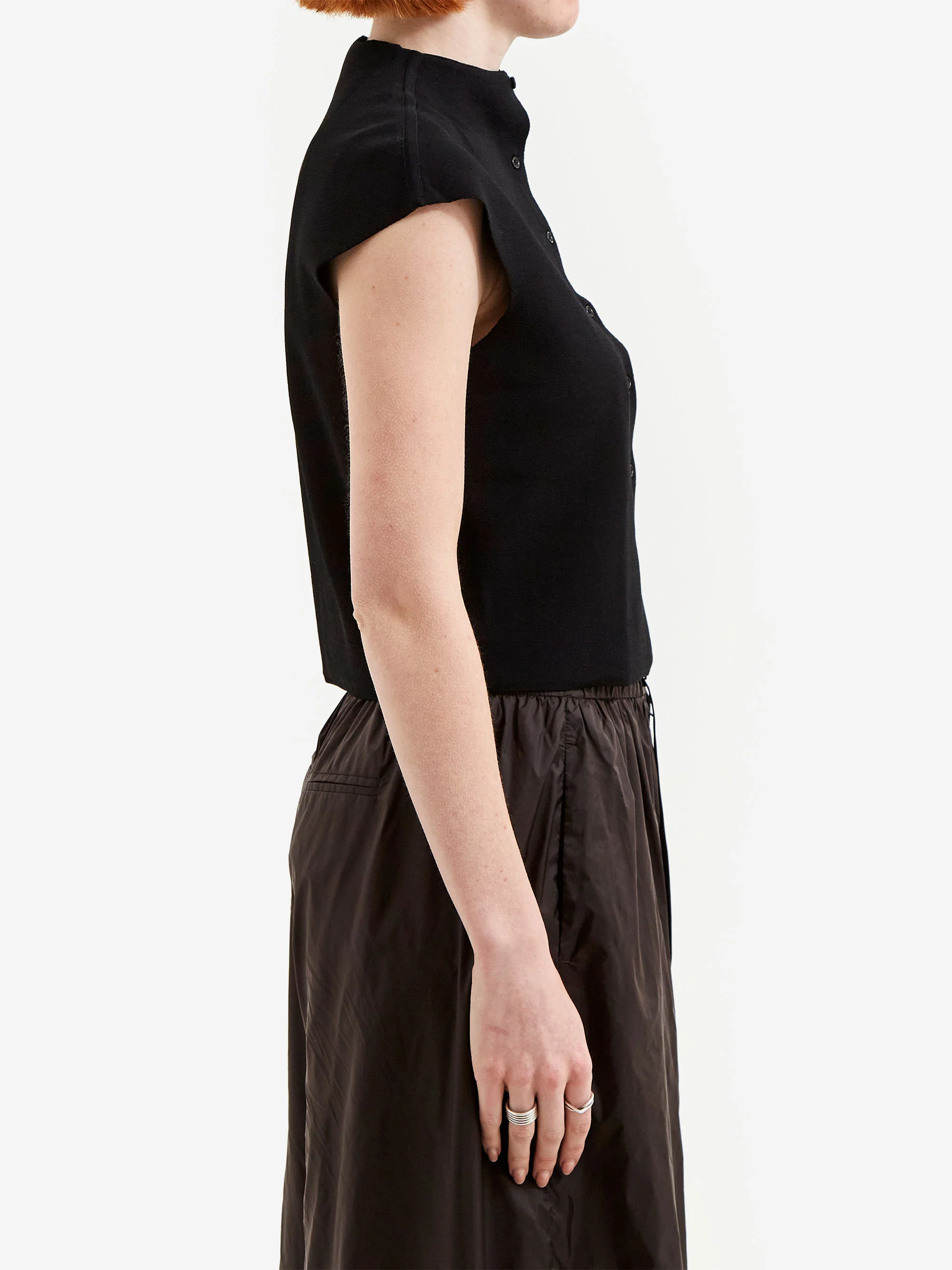 AMOMENTO Wholegarment Cap Sleeve Cardigan - Black - Image 2