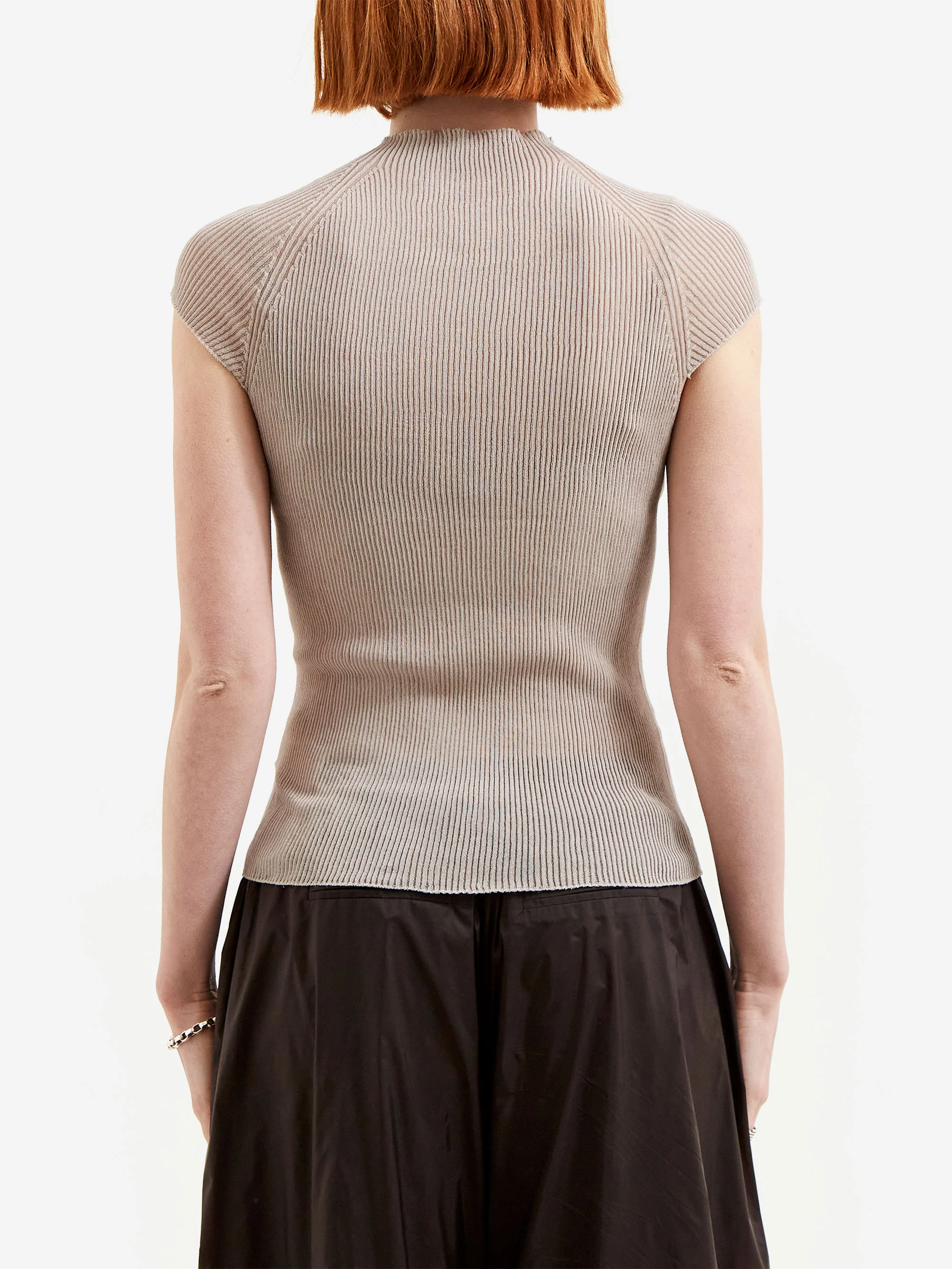AMOMENTO Wholegarment Cap Sleeve Knit Top - Grey - Image 3