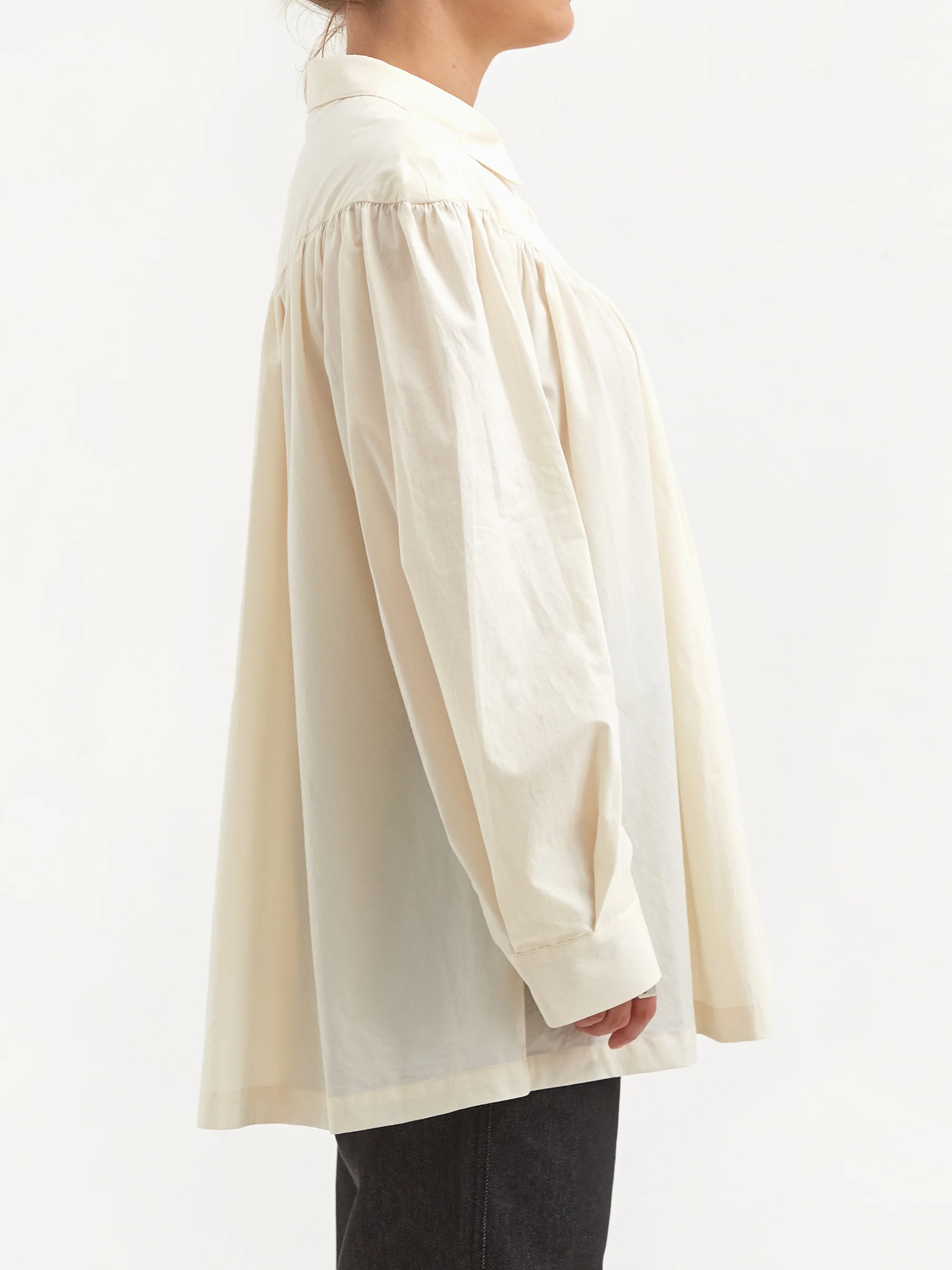 AMOMENTO Yoke Shirring Shirt - Ecru - Image 2