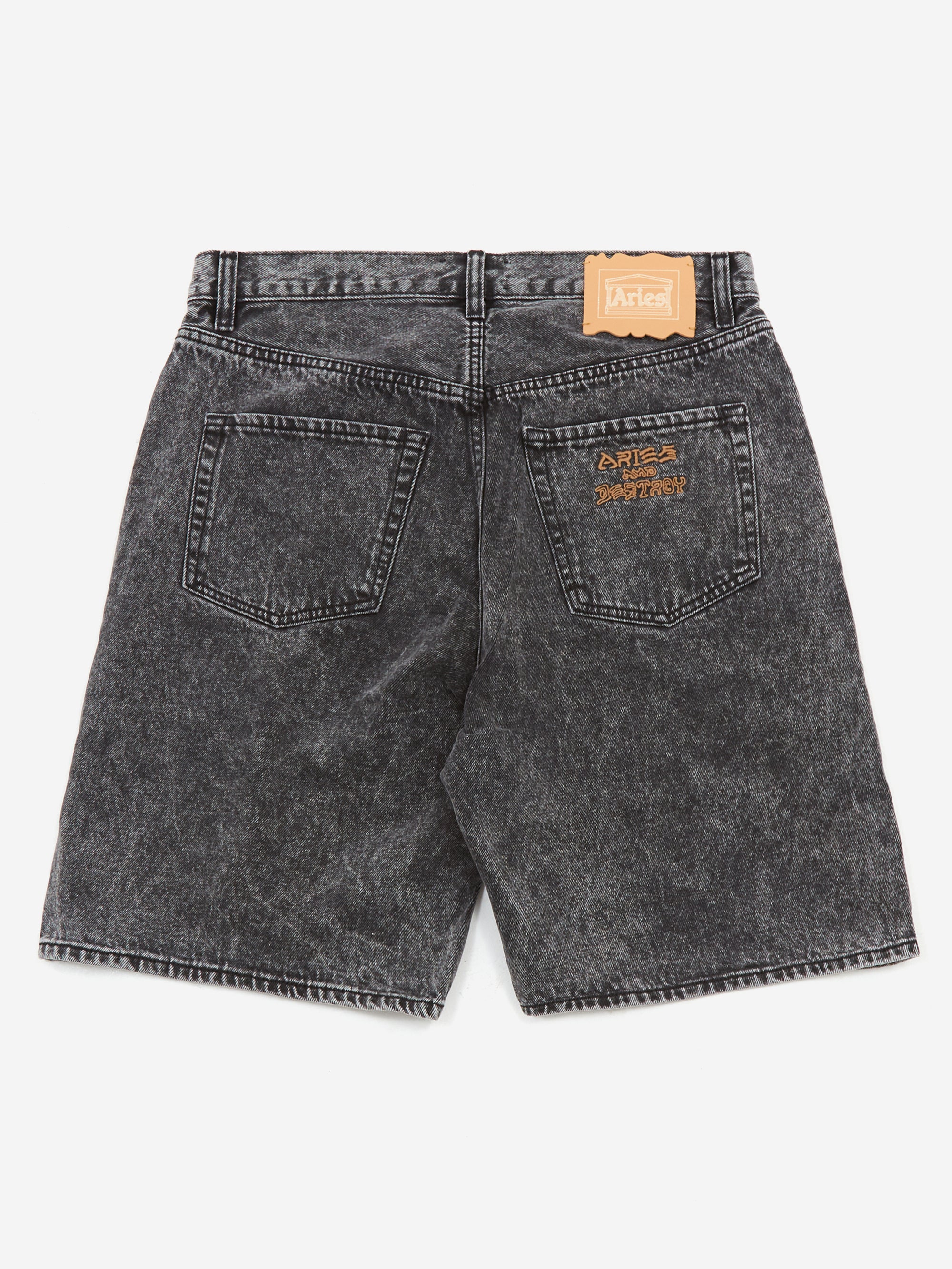 Aries Acid Wash Denim Short - Black - Image 4