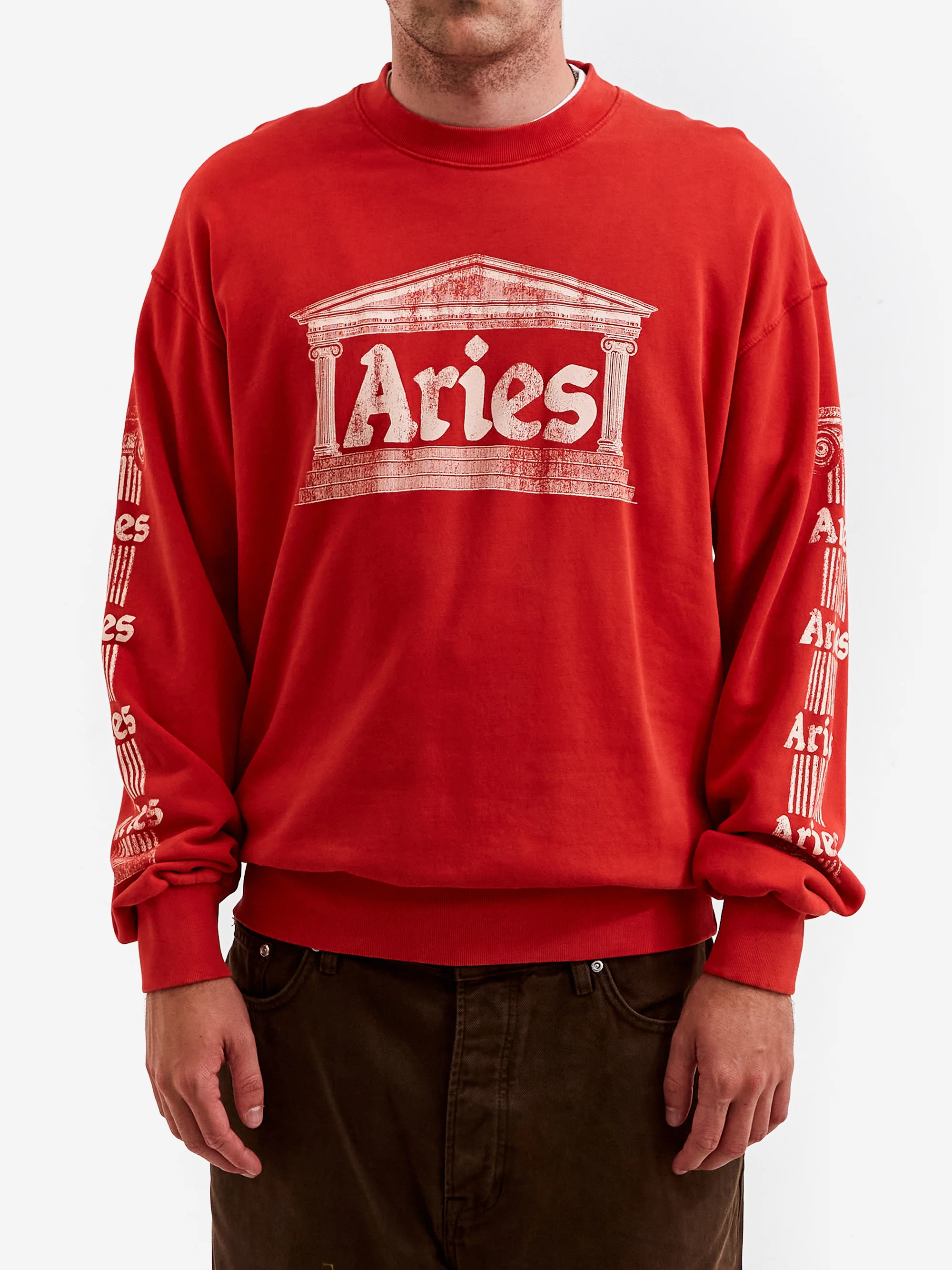 Aries Aged Ancient Column Sweatshirt - Red - Image 2