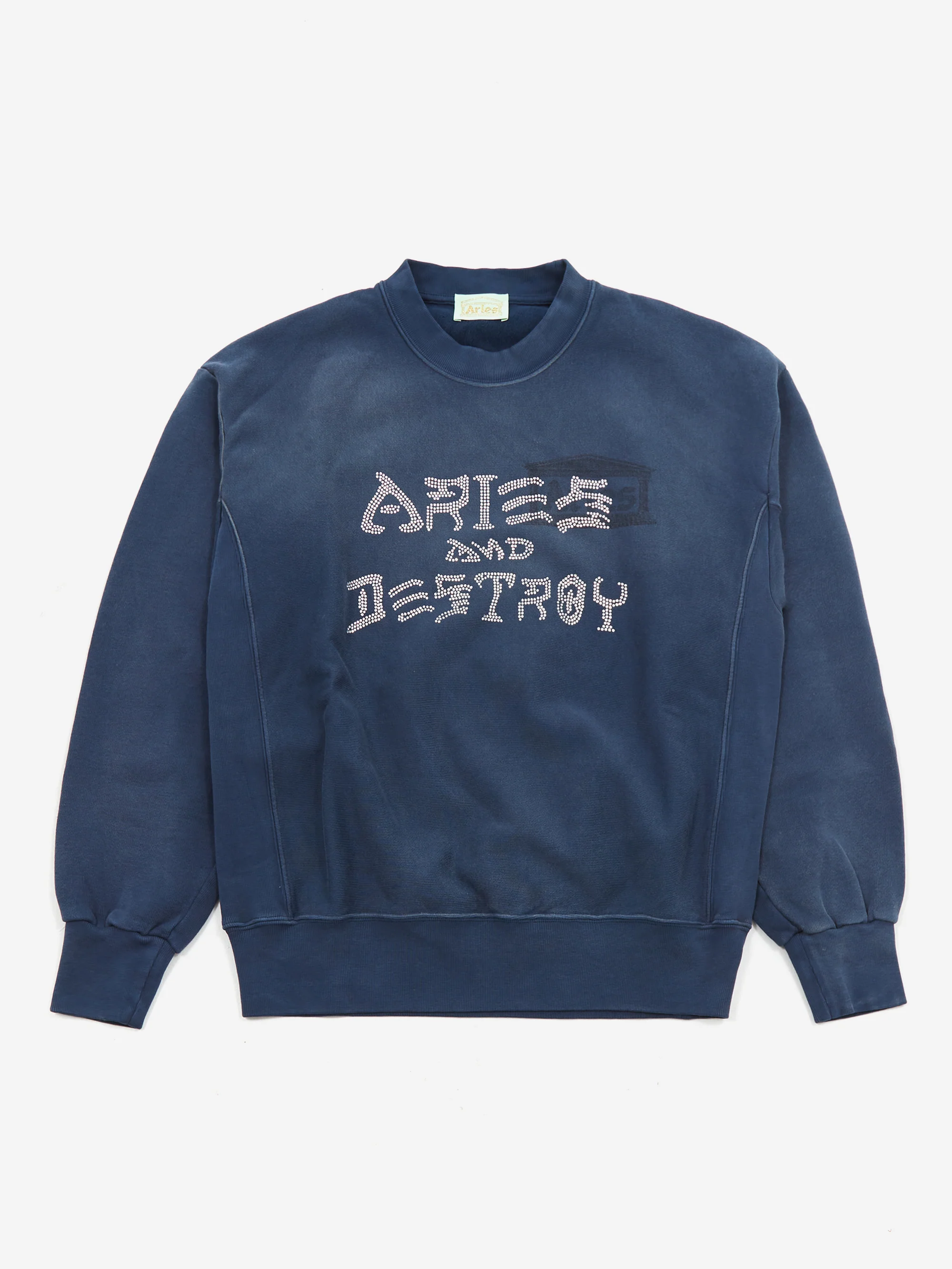 Aries Aged Aries and Destroy Diamante Sweatshirt - Navy - Image 4