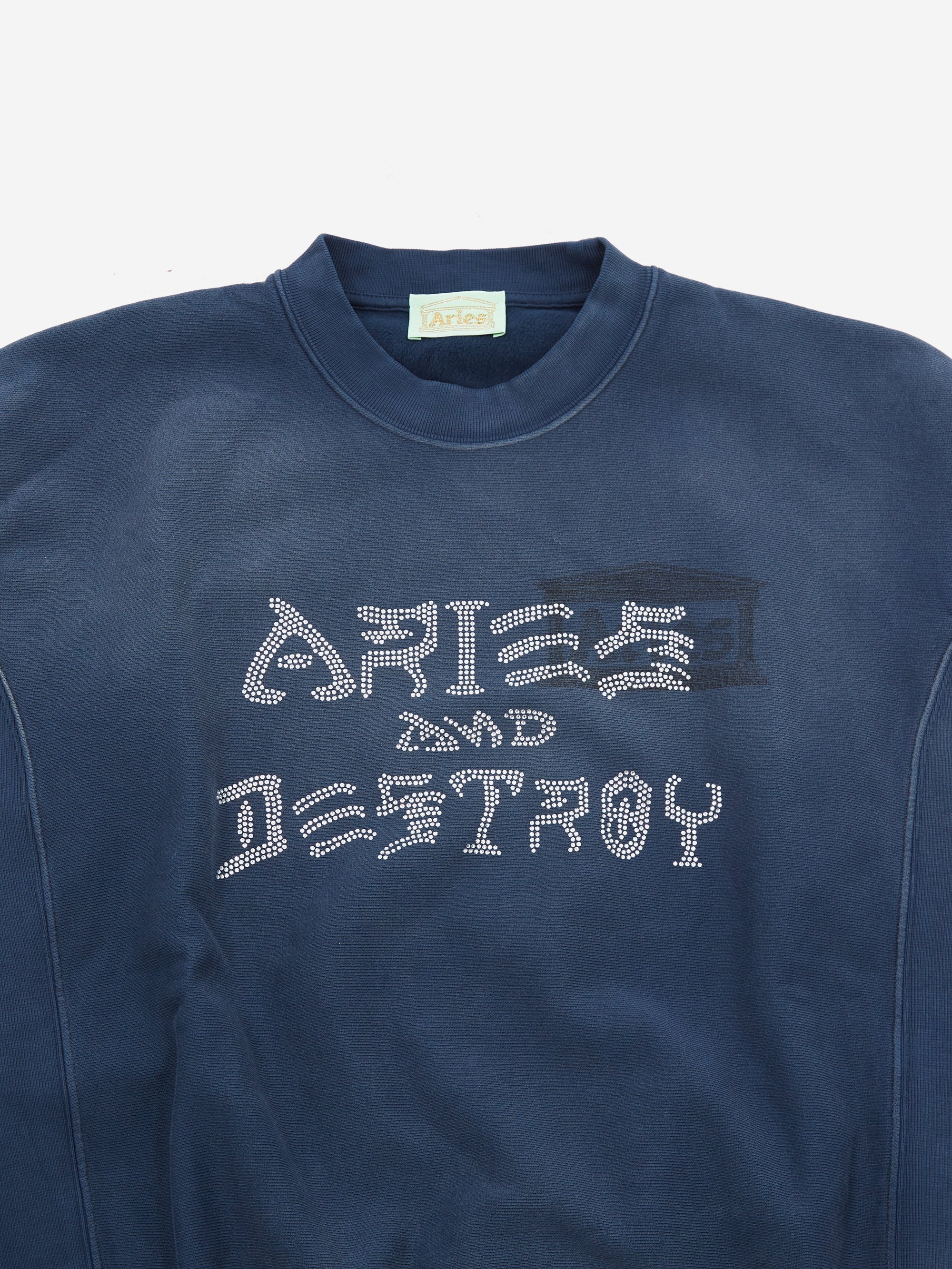 Aries Aged Aries and Destroy Diamante Sweatshirt - Navy - Image 5