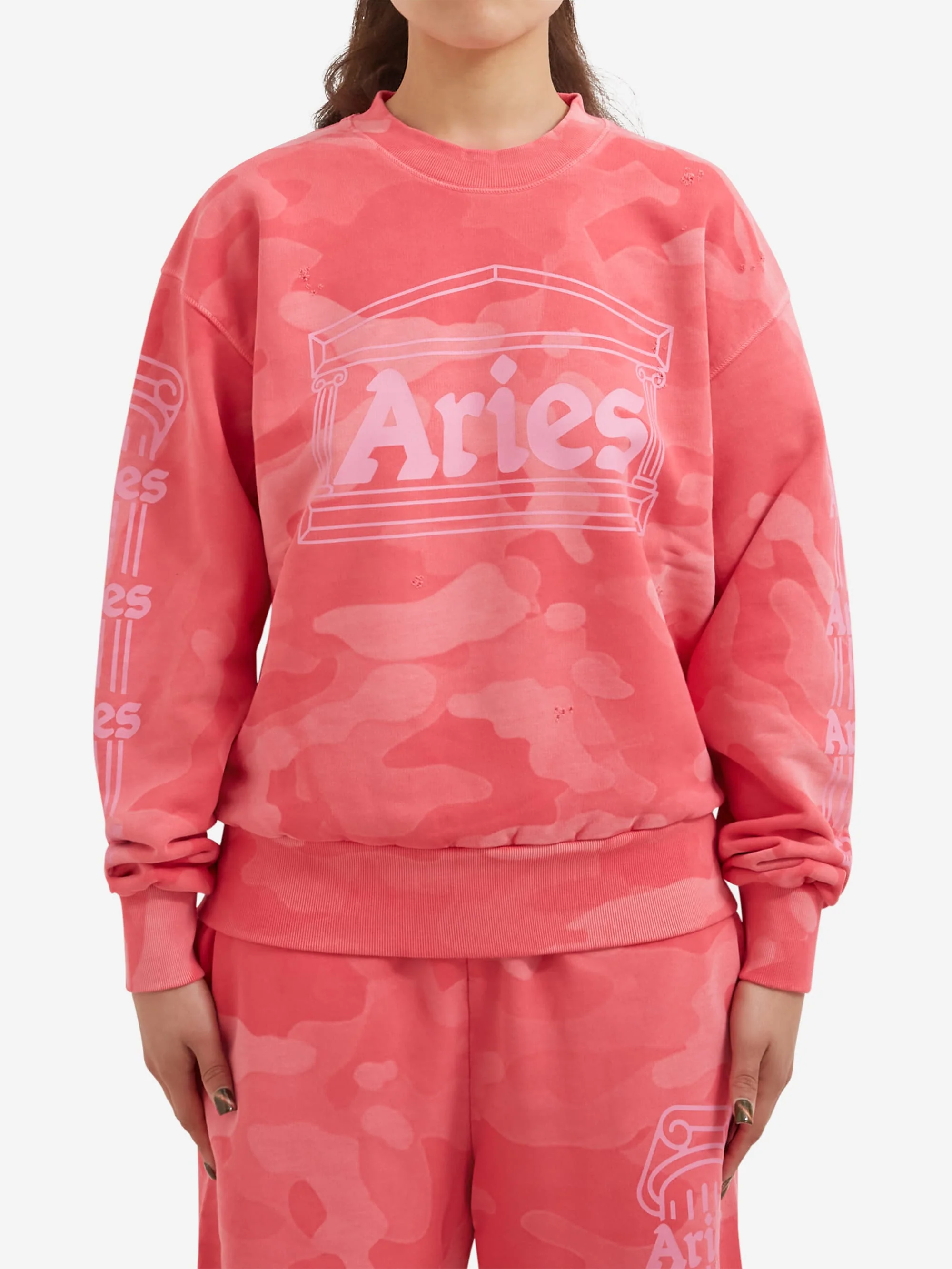 Aries Aged Column Camo Sweat W - Pink