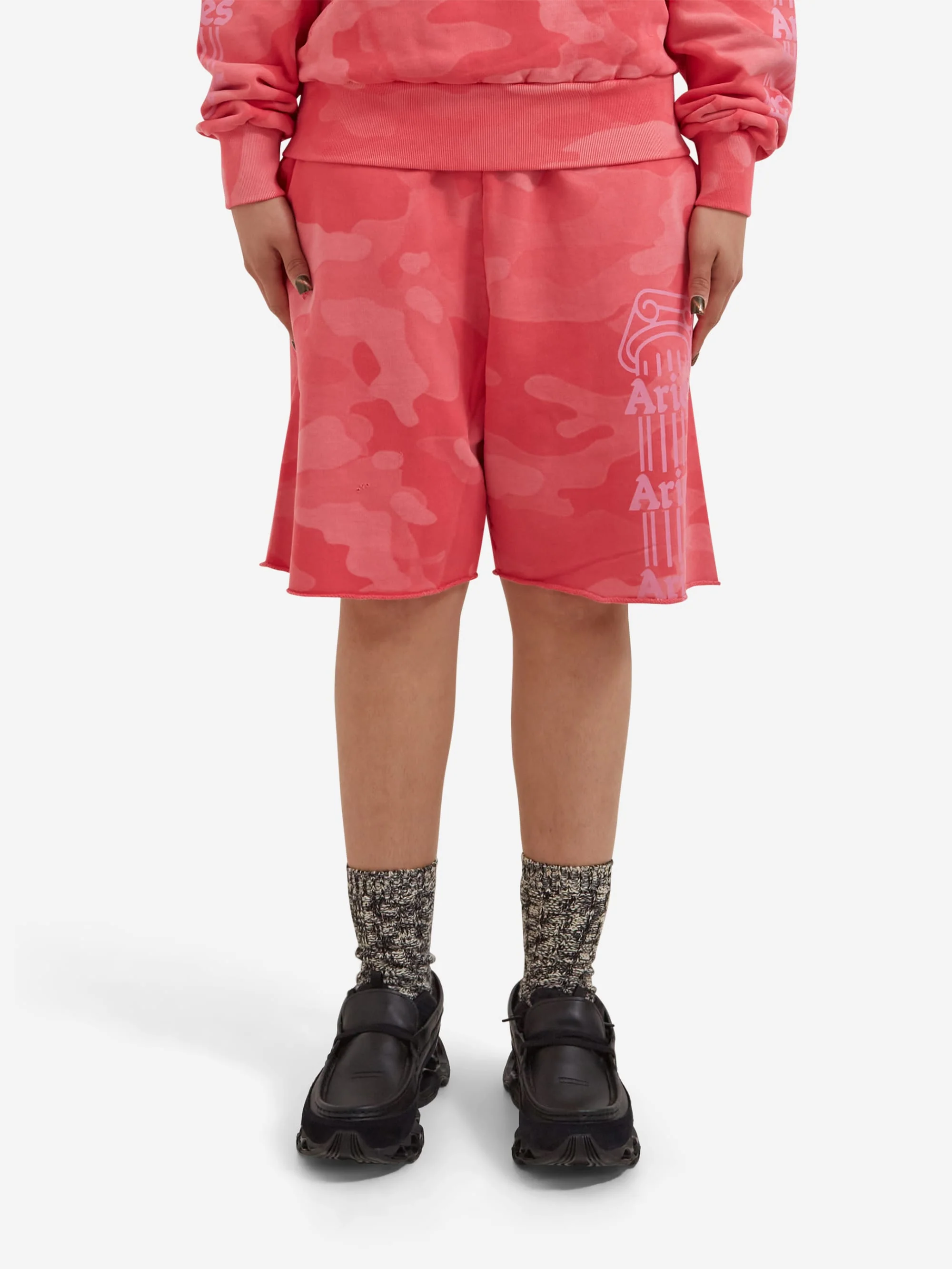 Aries Aged Column Camo Sweatshort  - Pink