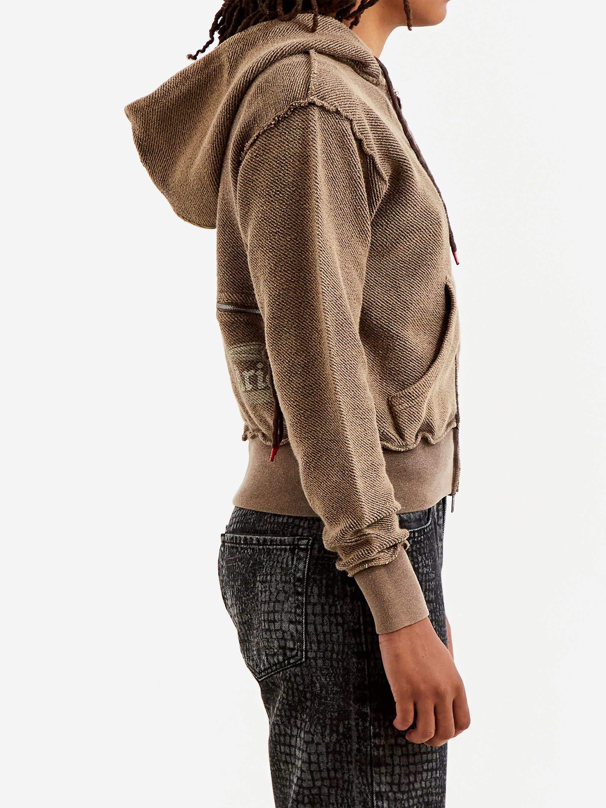 Aries Aged Reverso Temple Zip Through Hoodie (Baby Fit) - Brown - Image 3