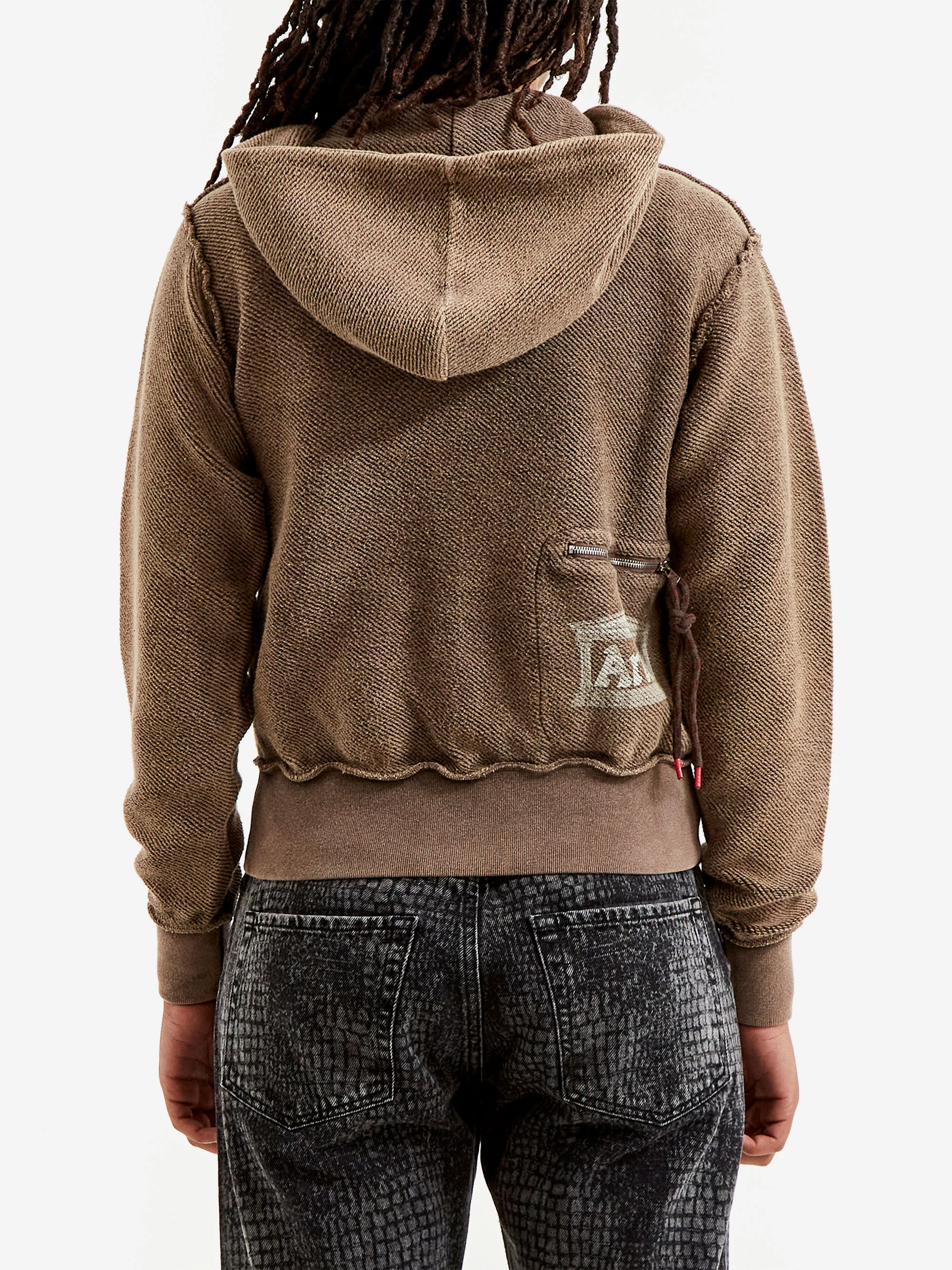 Aries Aged Reverso Temple Zip Through Hoodie (Baby Fit) - Brown - Image 4