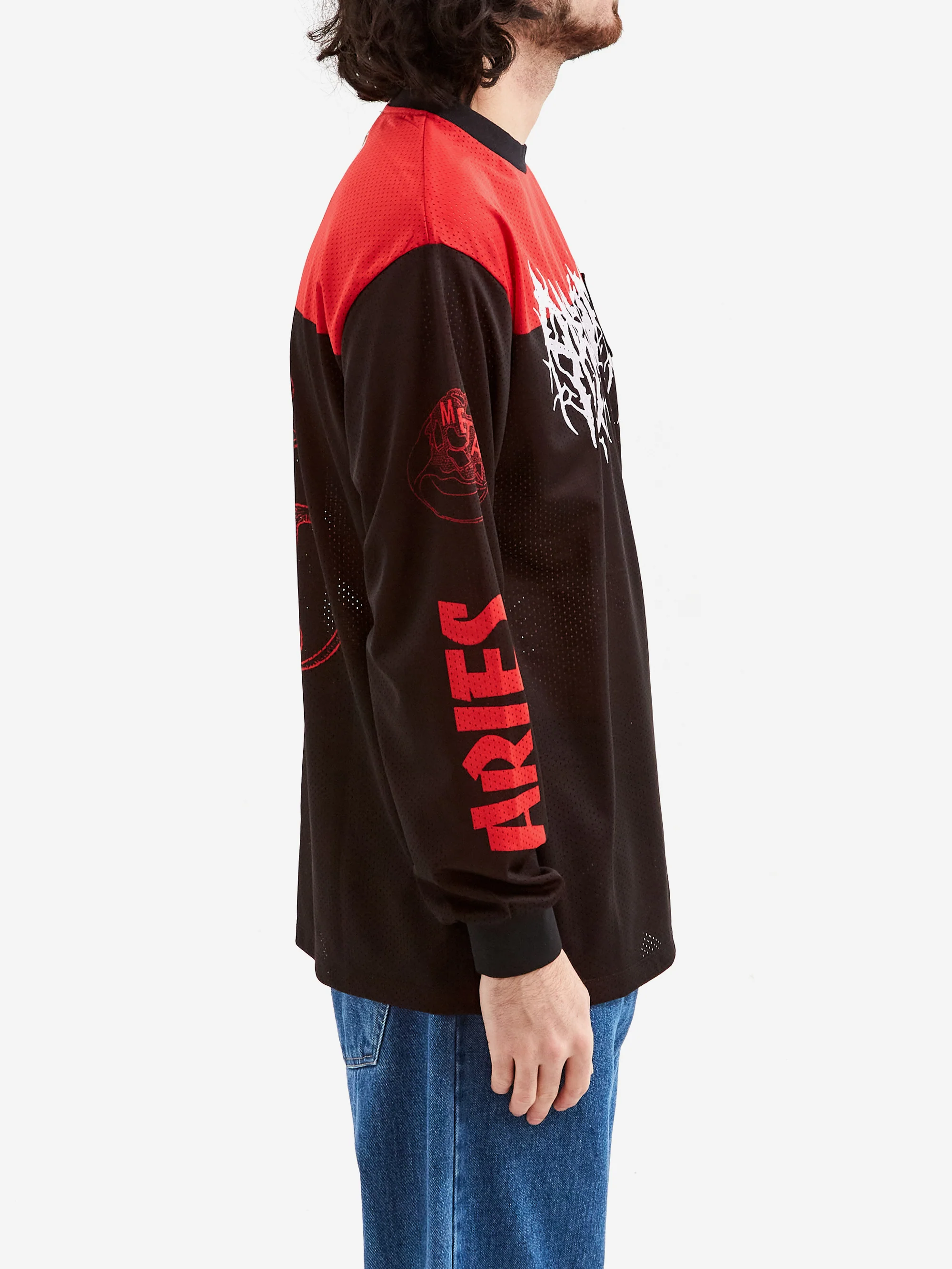 Aries Airtex Metal Long Sleeve T-Shirt - Black/Red - Image 5