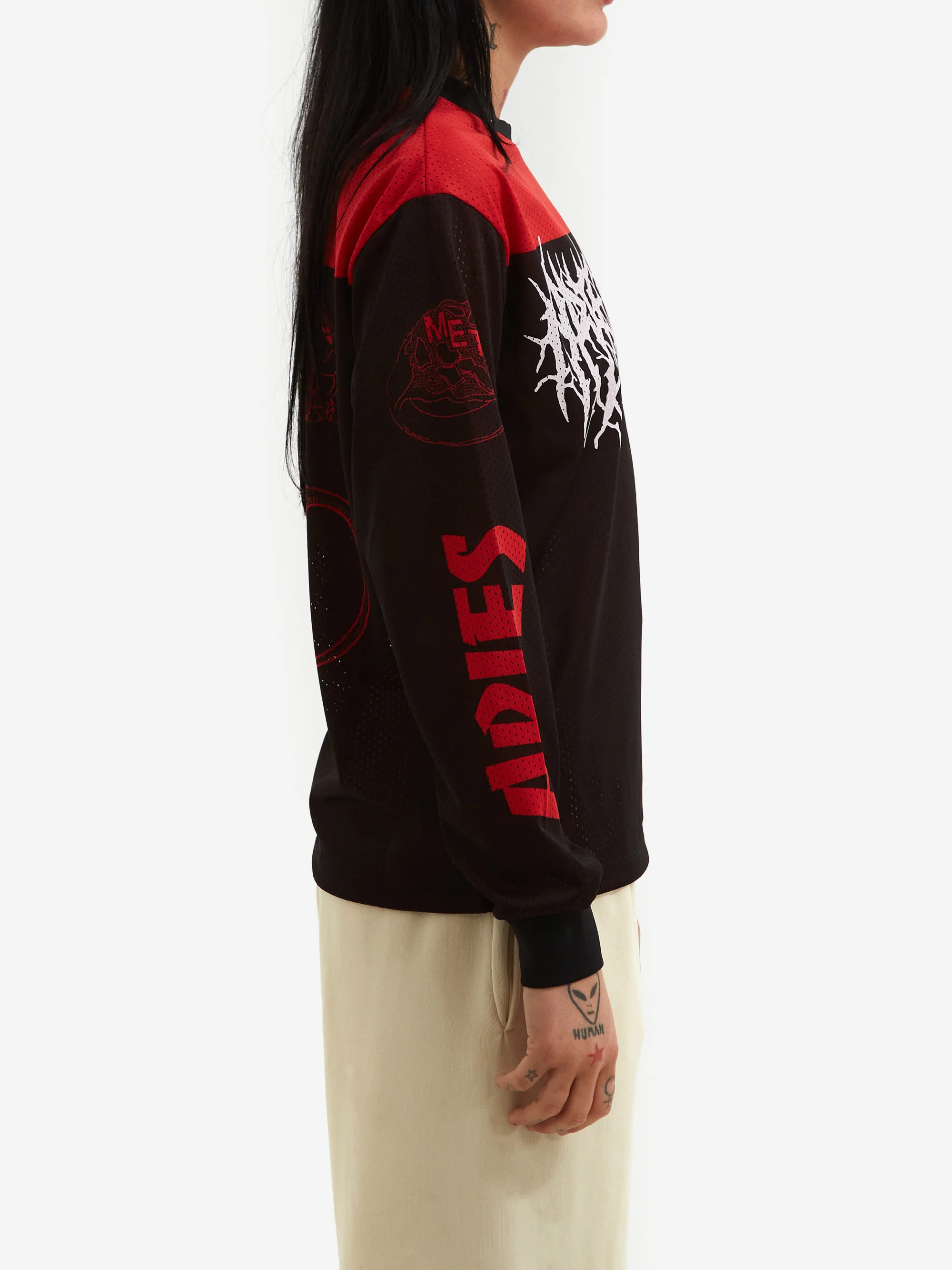 Aries Airtex Metal Long Sleeve Tee W - Black/Red - Image 2